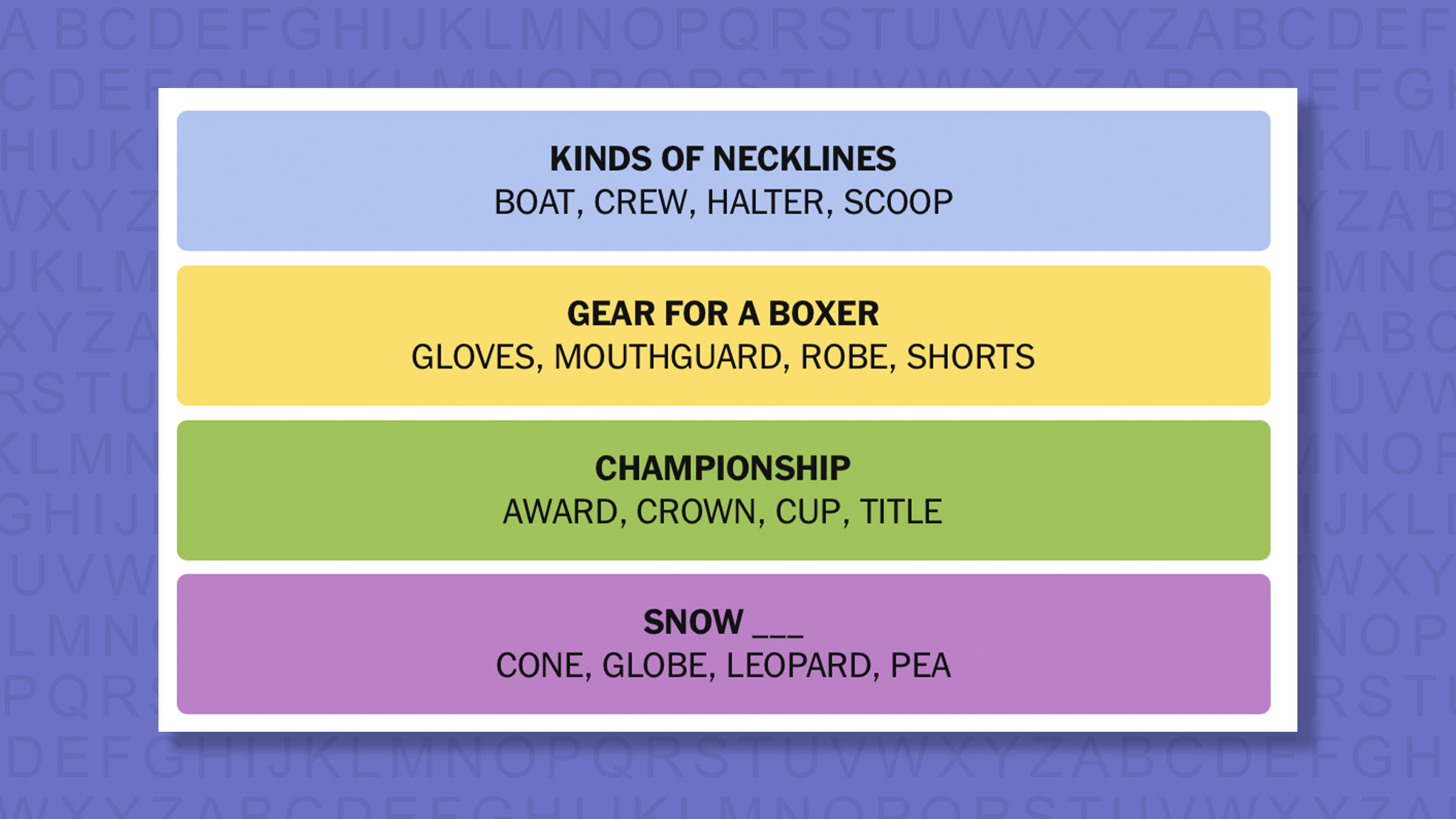 NYT Connections answers game 958 on a purple background