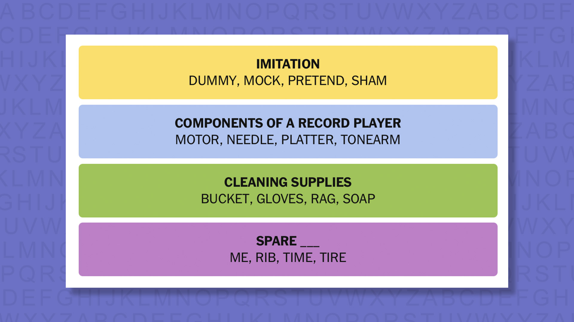 NYT Connections answers game 962 on a purple background