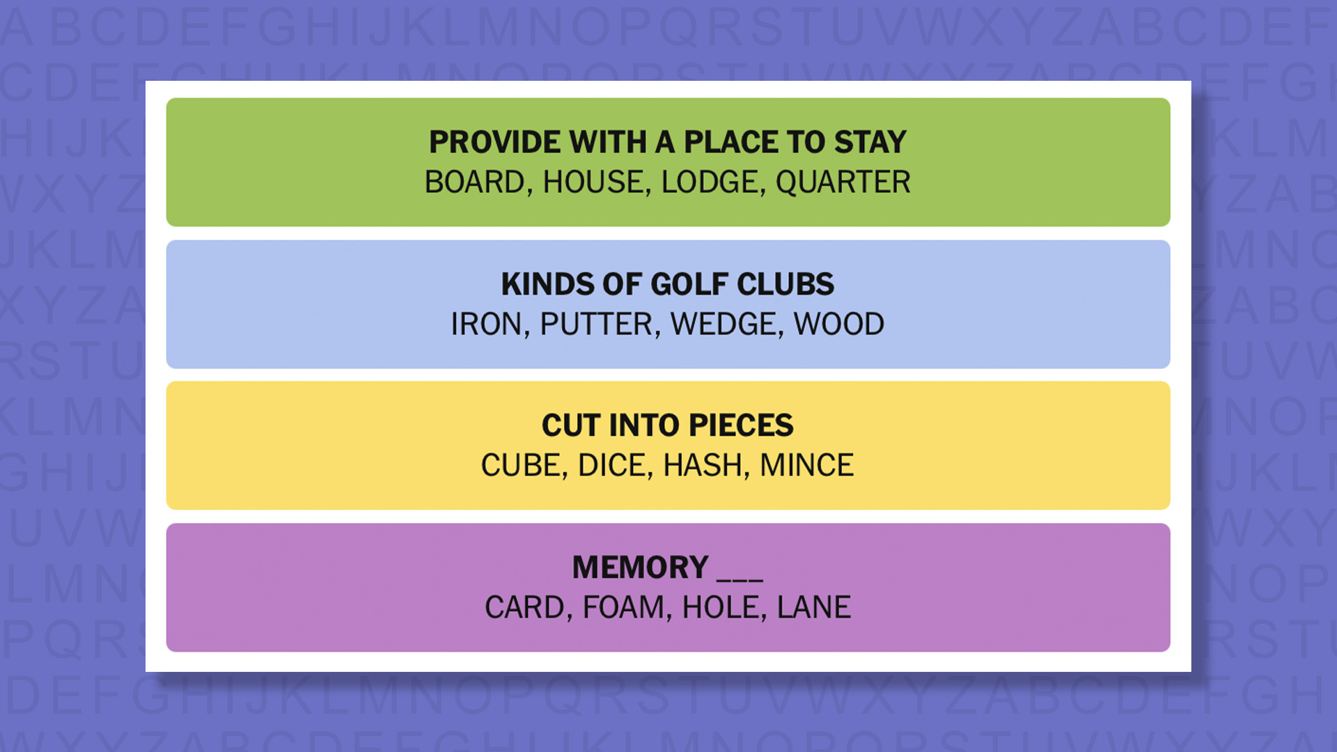 NYT Connections answers game 968 on a purple background