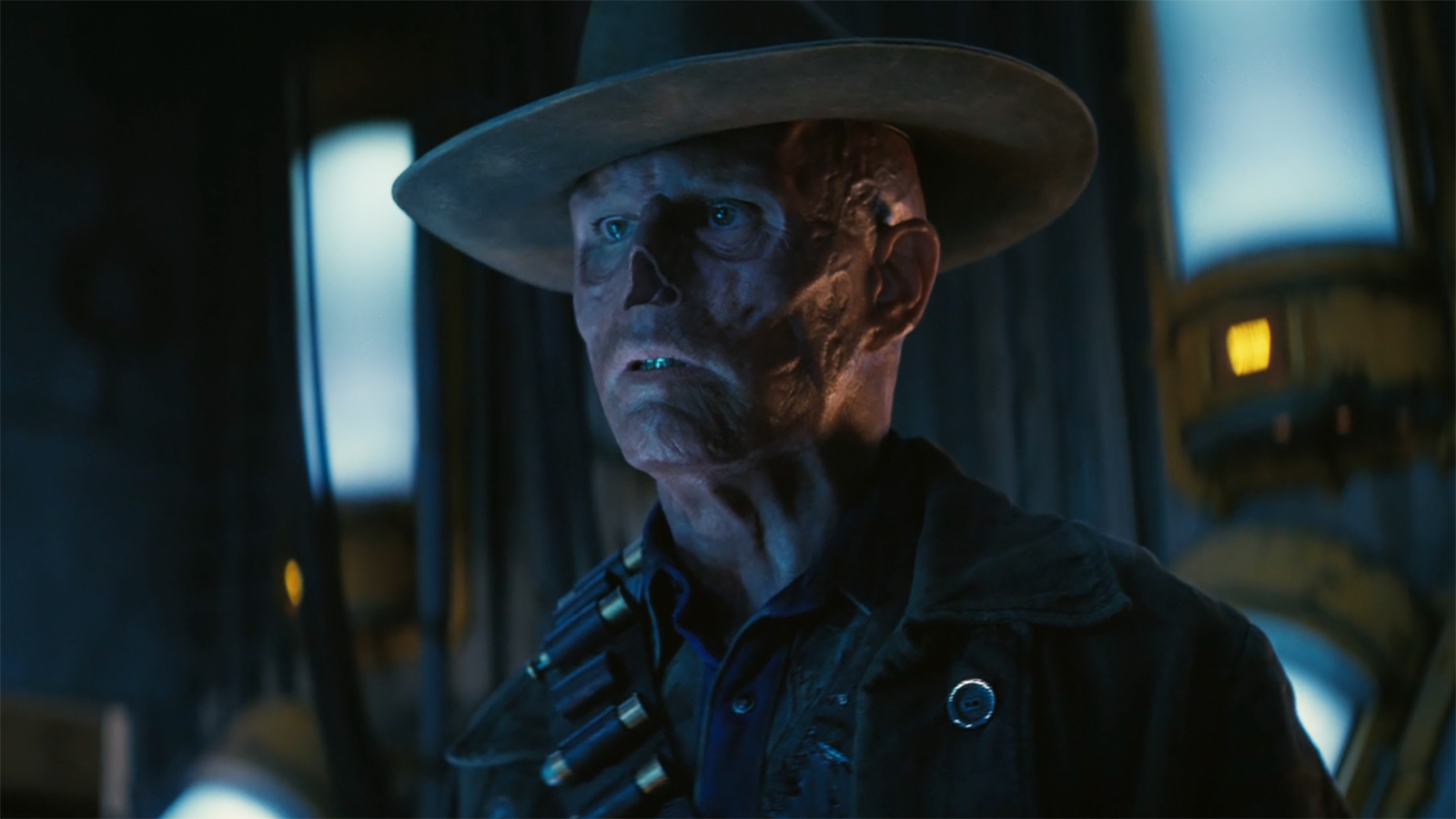 The Ghoul staring at a cryopod off-screen in Fallout Season 2 Episode 8