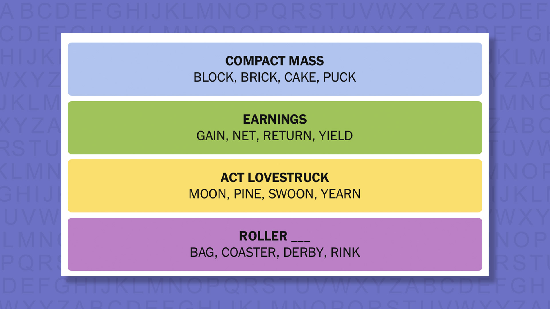 NYT Connections answers game 976 on a purple background