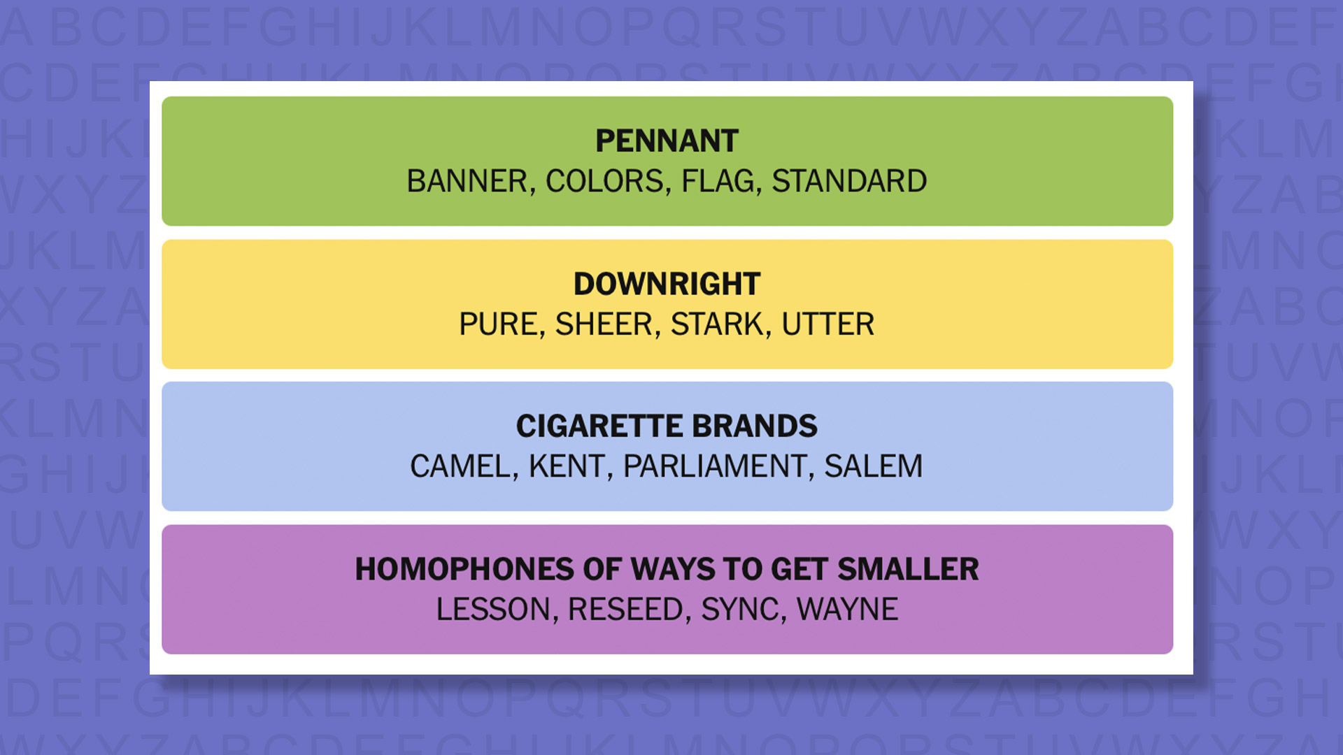 NYT Connections answers game 978 on a purple background