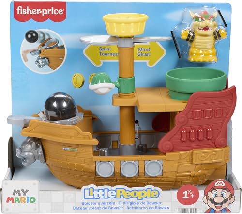 Fisher-Price Little People Toddler Toy My Mario Bowser's Airship Playset with Figure for Preschool Pretend Play for Kids Ages 18 Months and Up