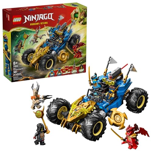 Lego Ninjago Jay Transforming Car Building Toy for Boys and Girls Girls - Toy Car with 2 Play Modes for Kids, Ages 8+ - Featuring Jay, Nya, Dragon Form Kai & 2 more minifigures - Birthday gift idea - 71856