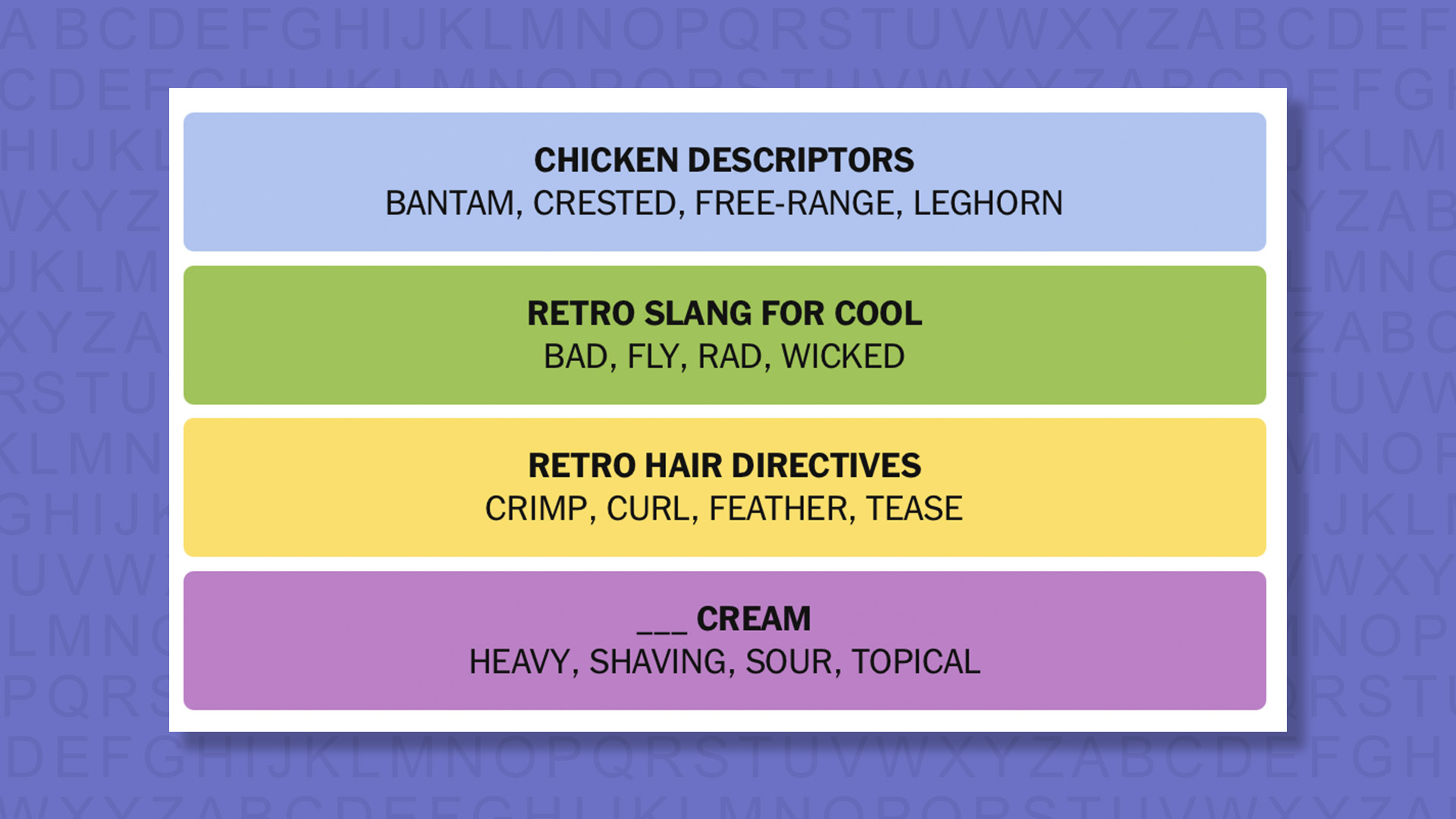 NYT Connections answers game 983 on a purple background