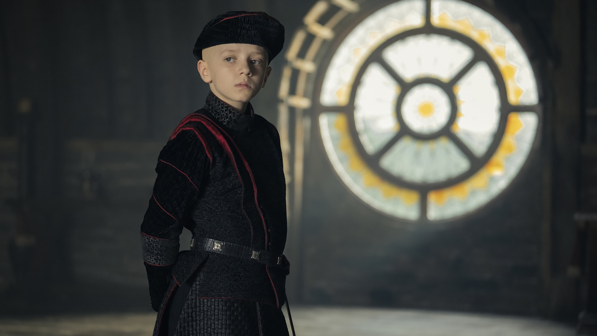 Aegon 'Egg' Targaryen wearing royal black clothing in episode 6 of A Knight of the Seven Kingdoms