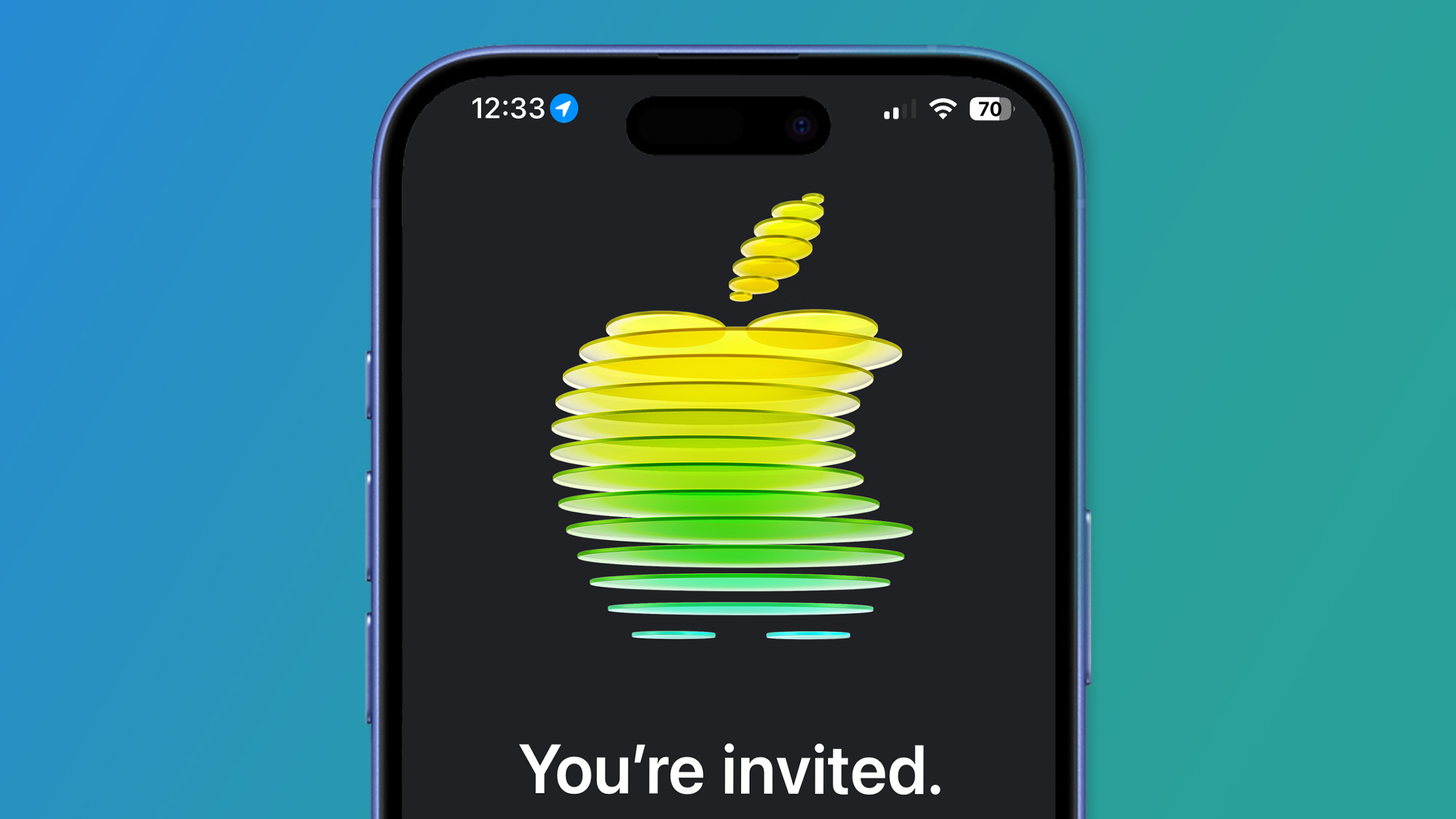 Invitation to Apple's March event displayed on the screen of an iPhone