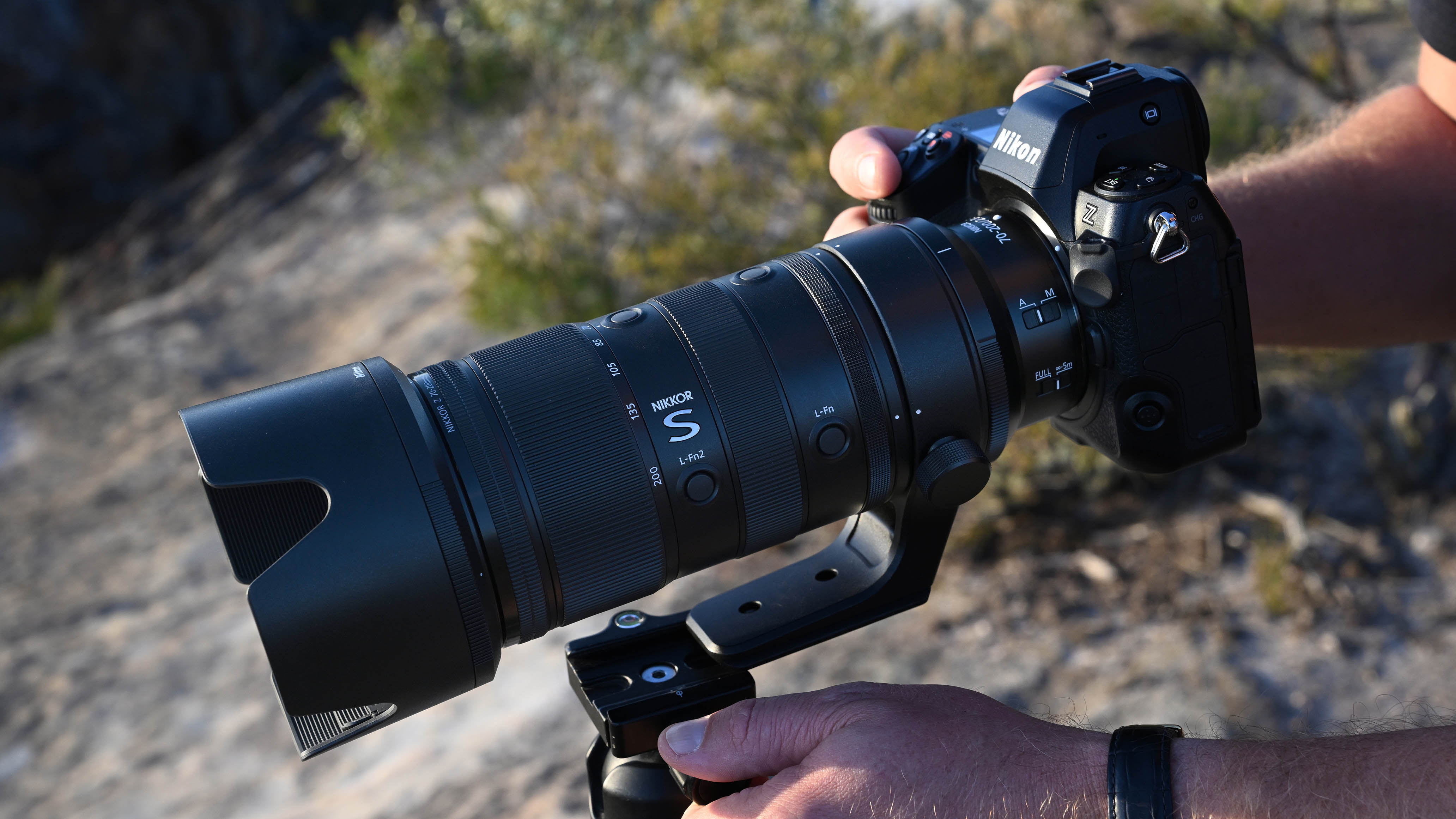 Nikkor Z 70-200mm f/2.8 VR S II lens mounted on a mirrorless camera