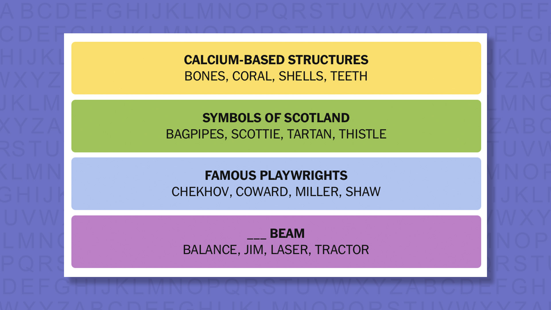 NYT Connections answers game 989 on a purple background