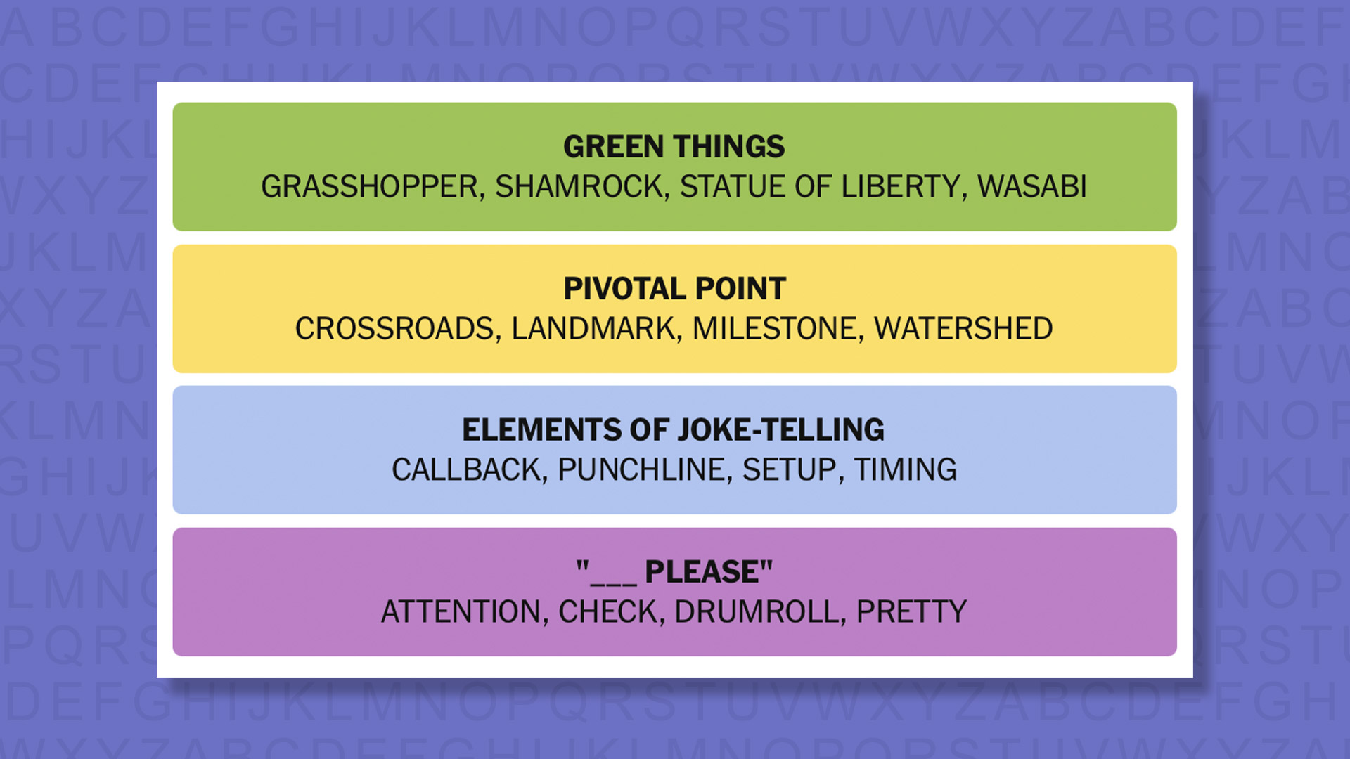 NYT Connections answers game 991 on a purple background
