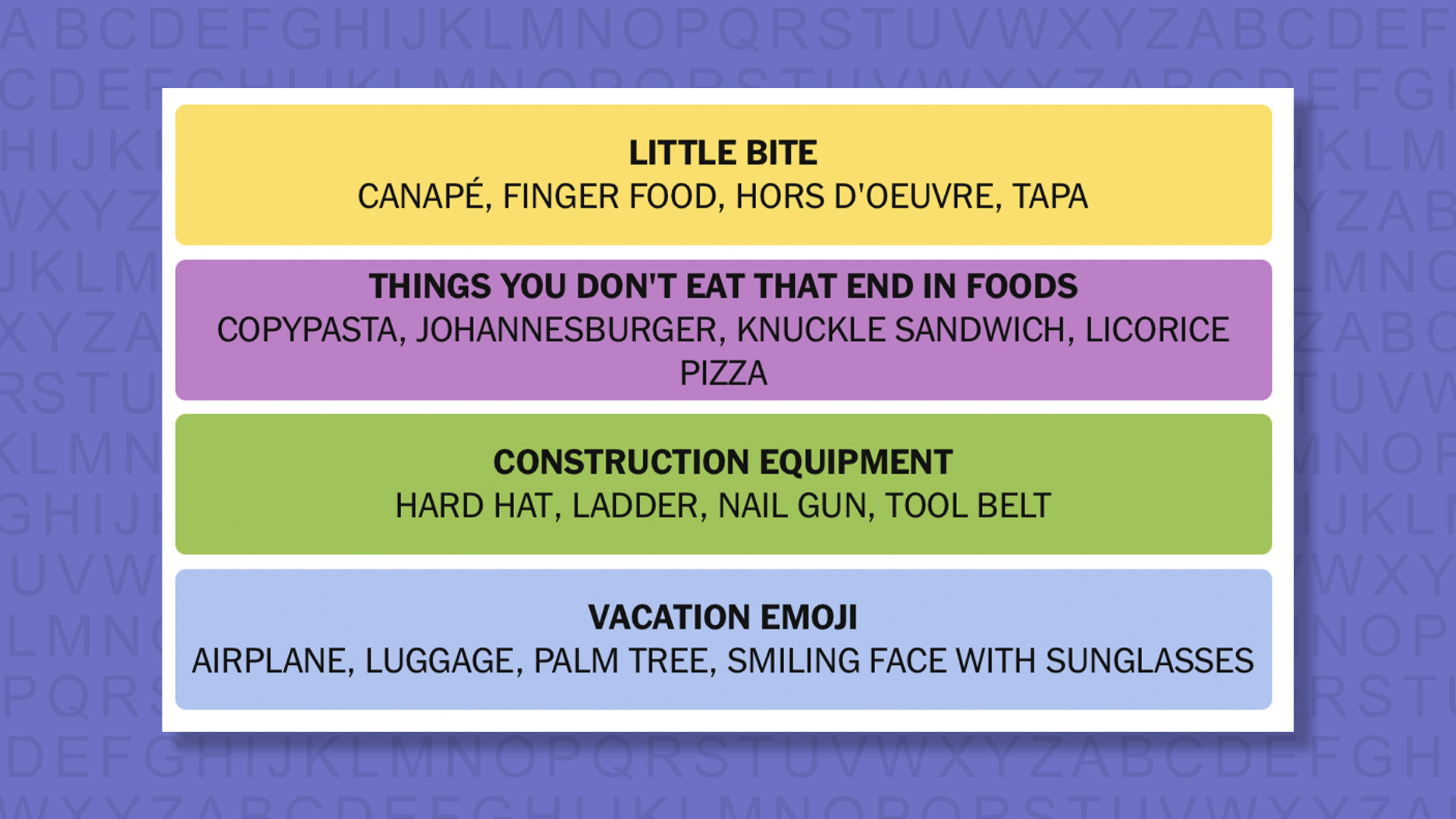 NYT Connections answers game 994 on a purple background