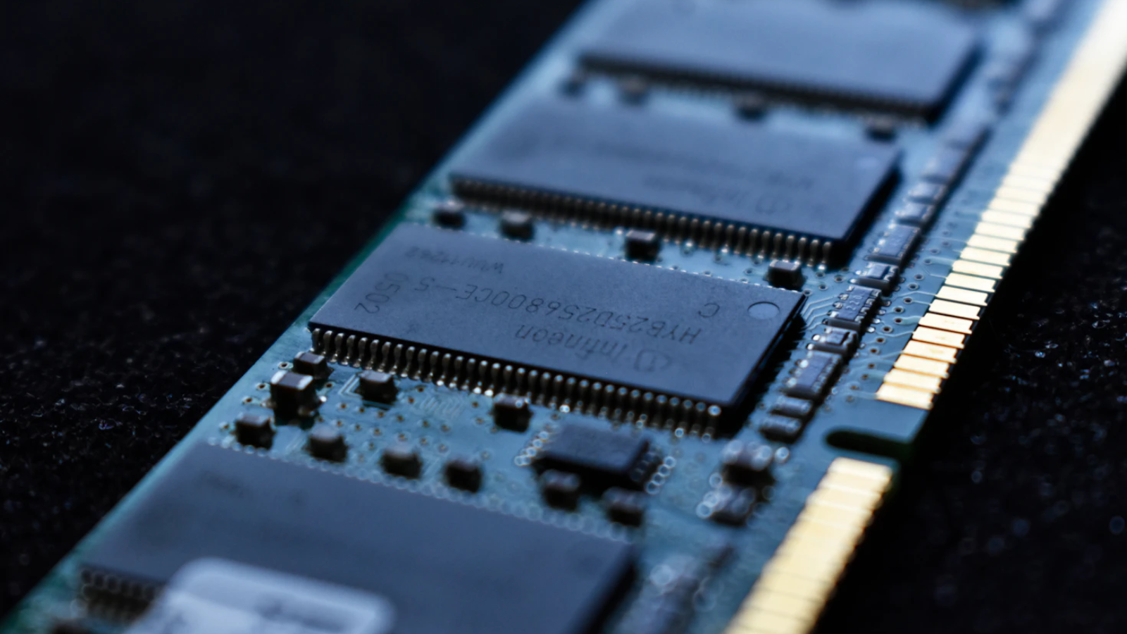 Intense close-up of RAM on a black background