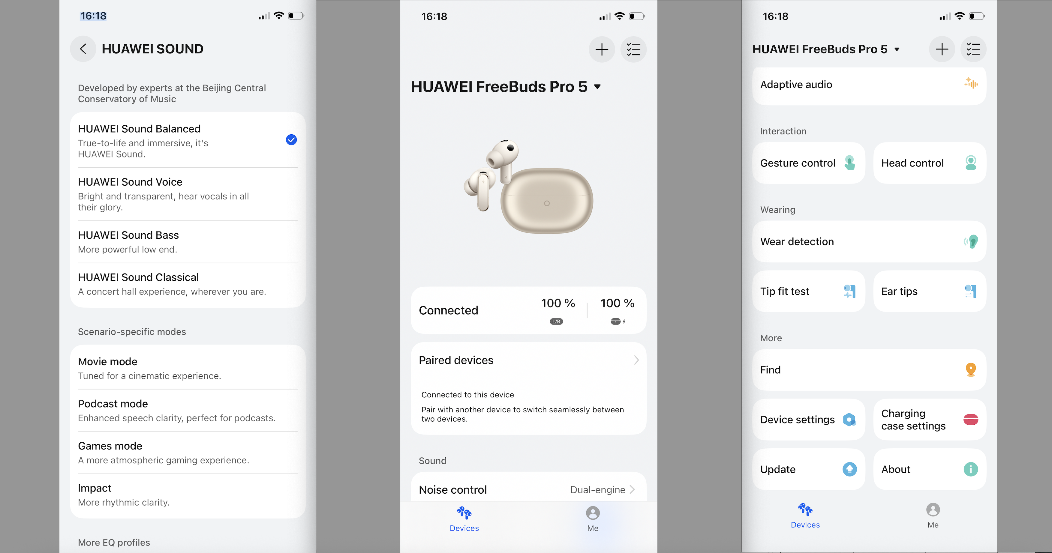 Huawei FreeBuds Pro 5 outside, near some daffodils, in the afternoon sun
