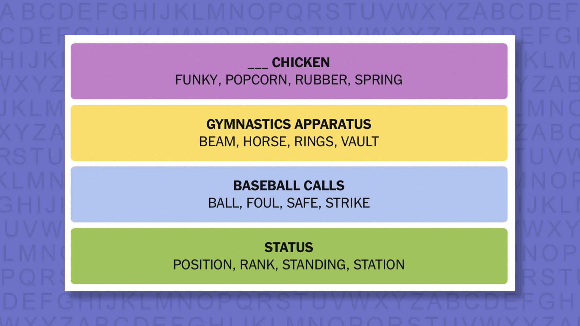 NYT Connections answers game 995 on a purple background