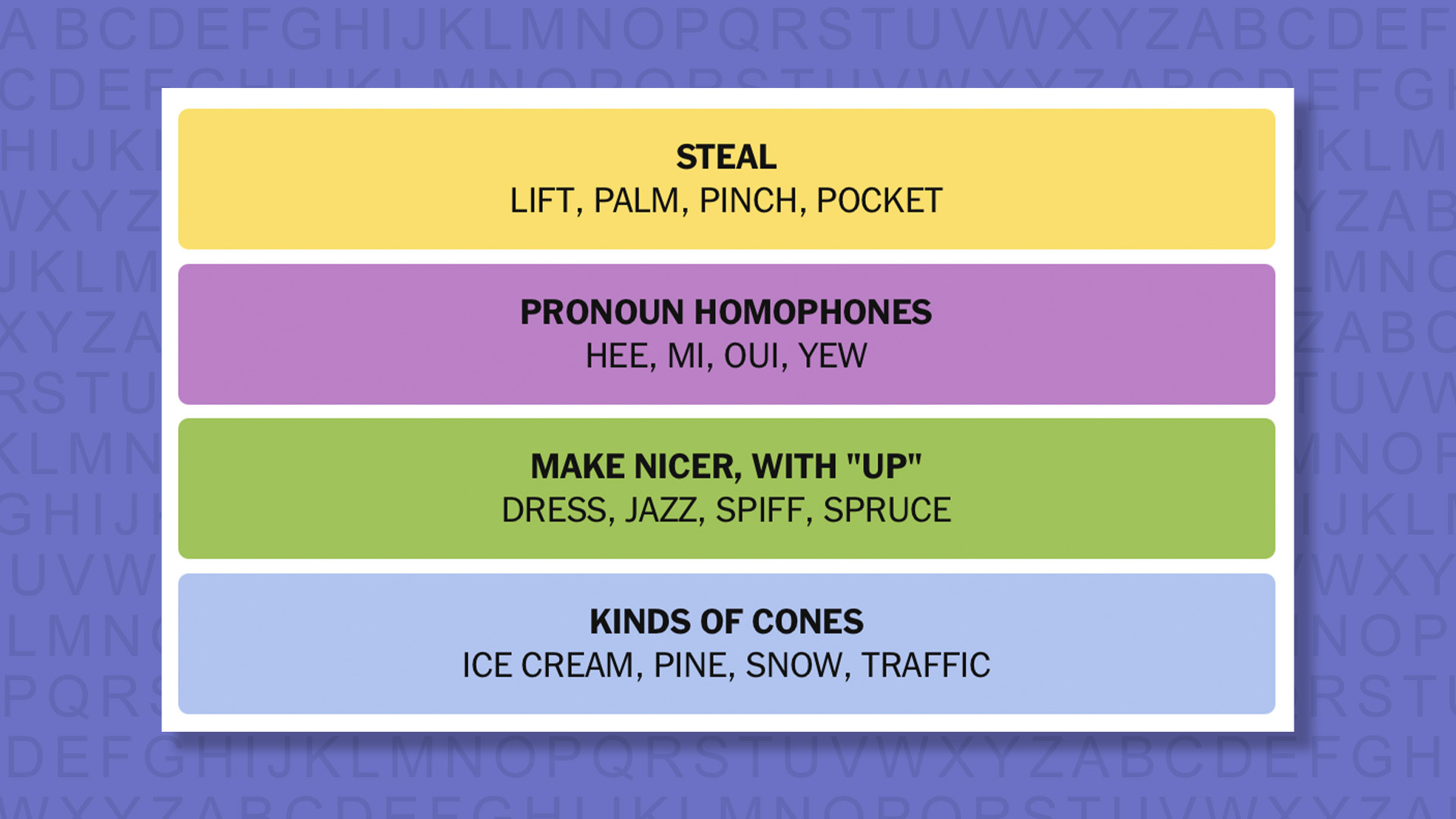 NYT Connections answers game 1004 on a purple background