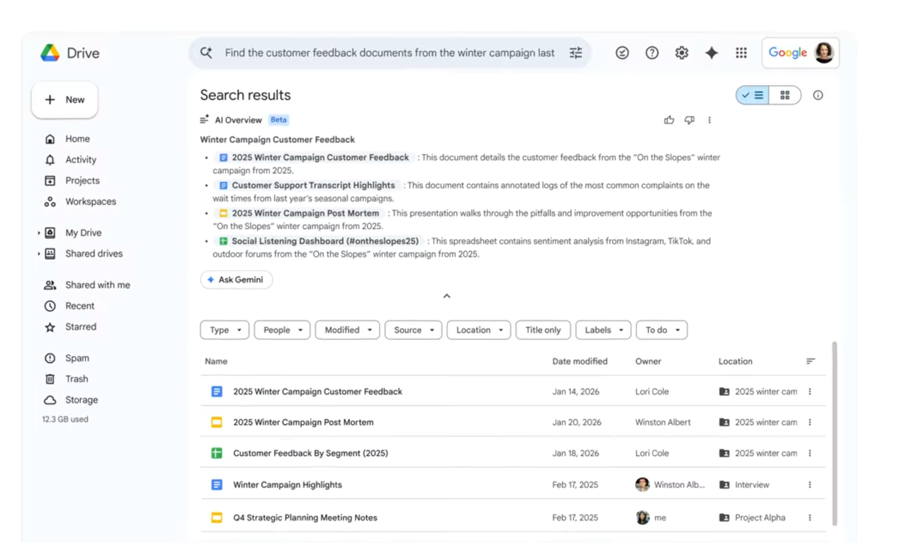 Gemini on Google Drive