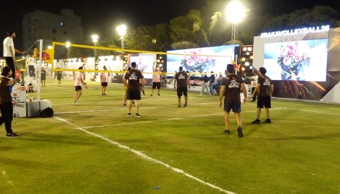 Players in action during the two-day Ramadan RAKA Volleyball Festival in Karachi on March 14, 2026. – Reporter