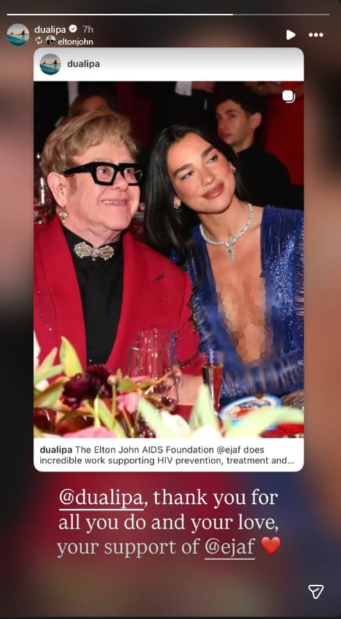 Dua Lipa shares touching moment with Elton John at Oscar viewing party