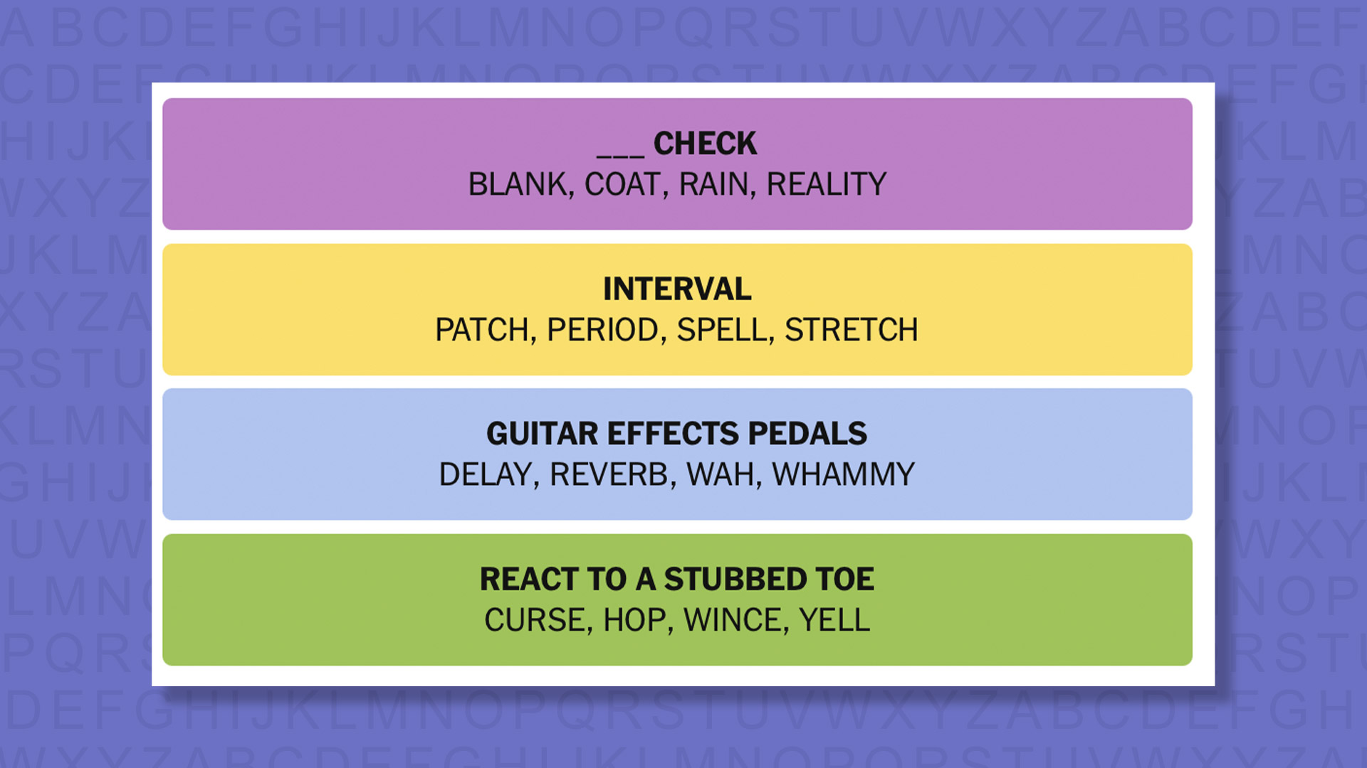 NYT Connections answers the 1011 game on a purple background