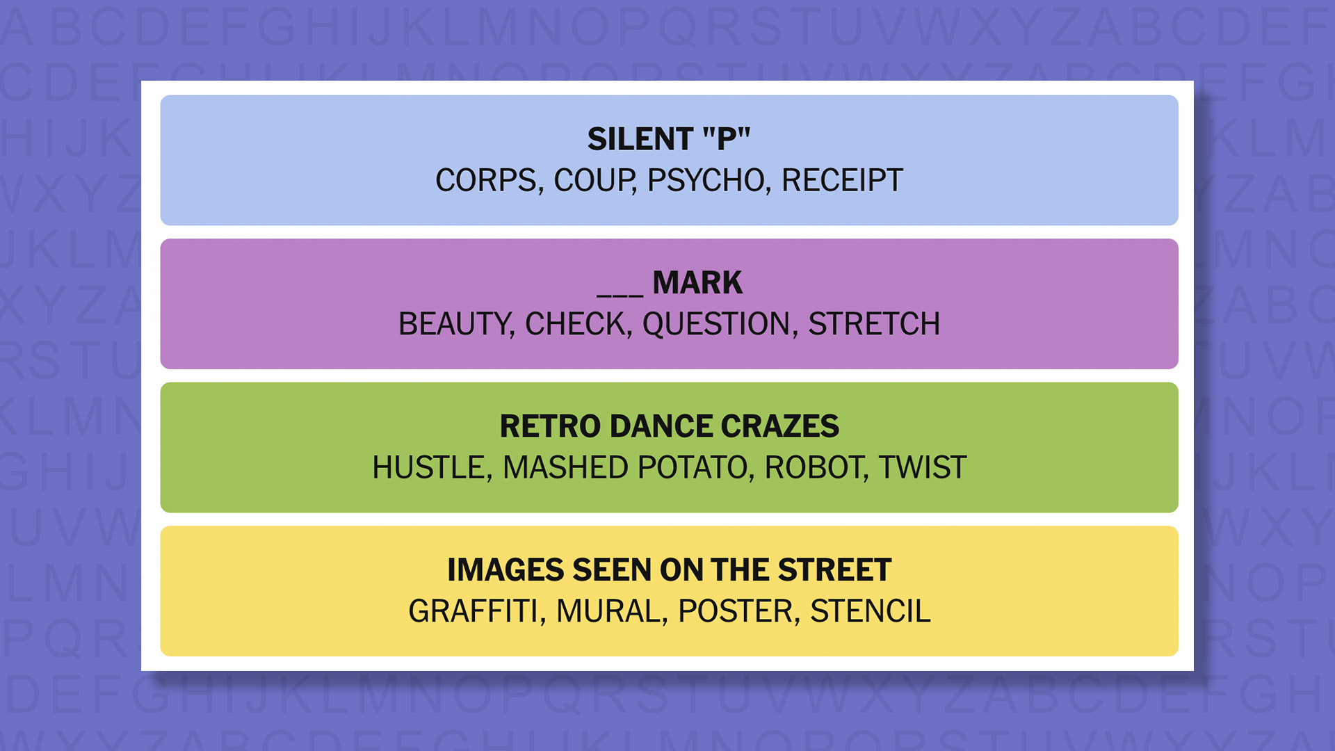 NYT Connections answers game 1022 on a purple background