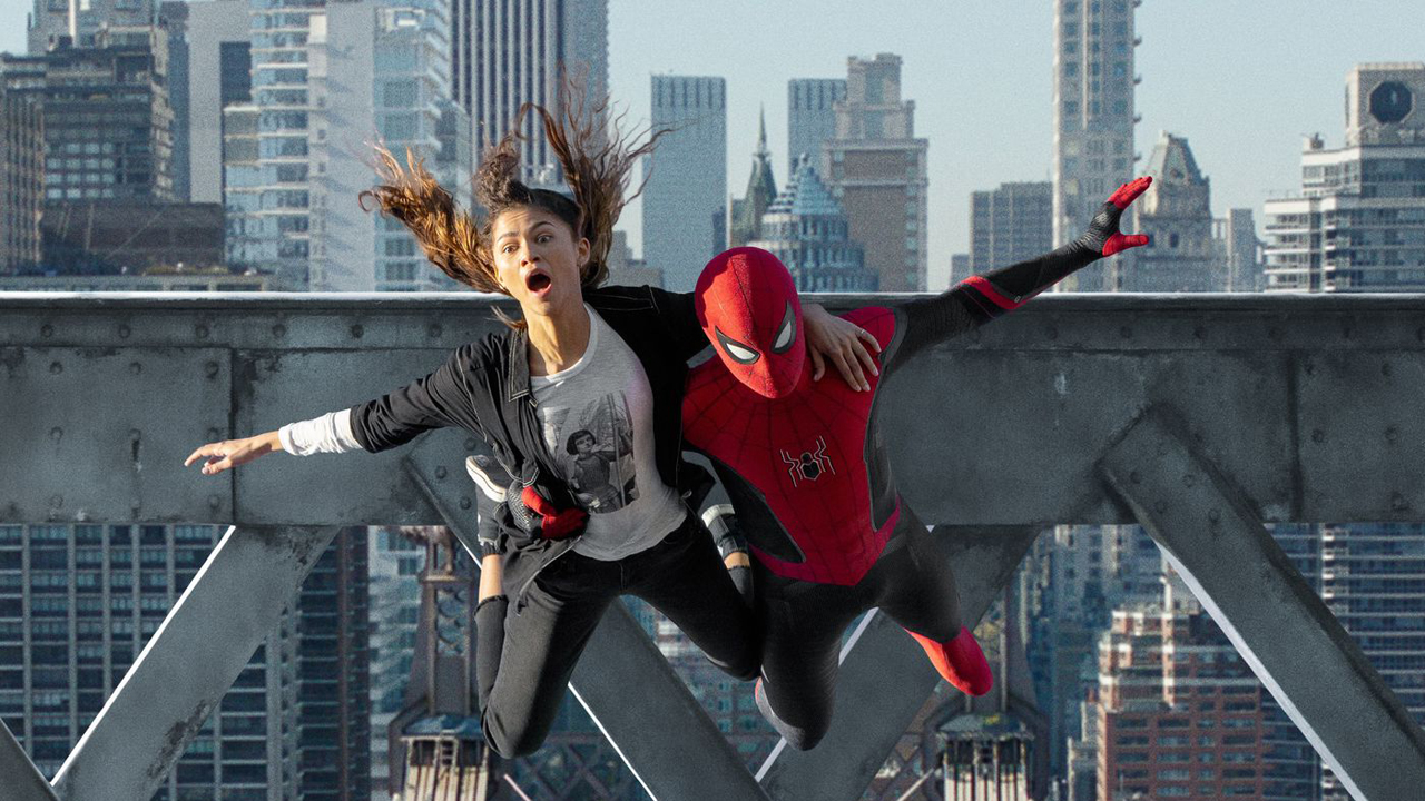 MJ and Spider-Man jump from the top of a bridge in Spider-Man: No Way Home