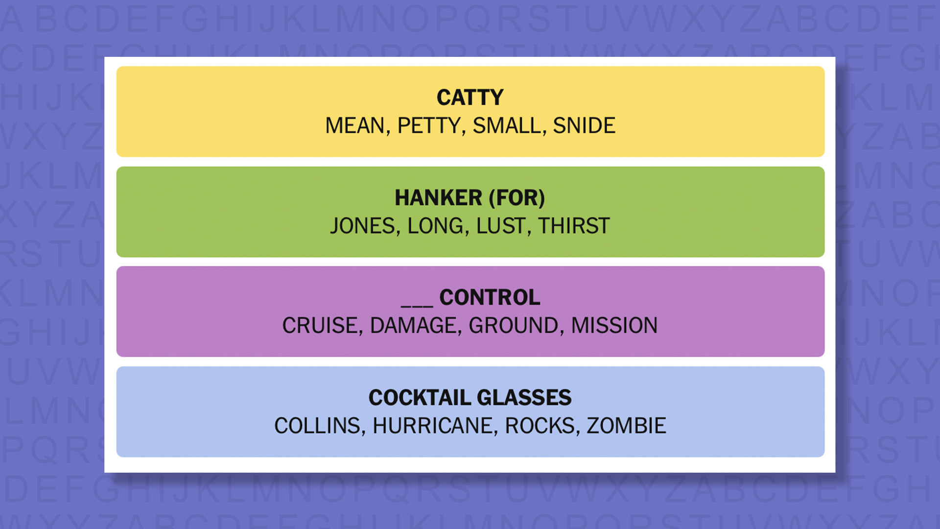 NYT Connections answers game 1027 on a purple background