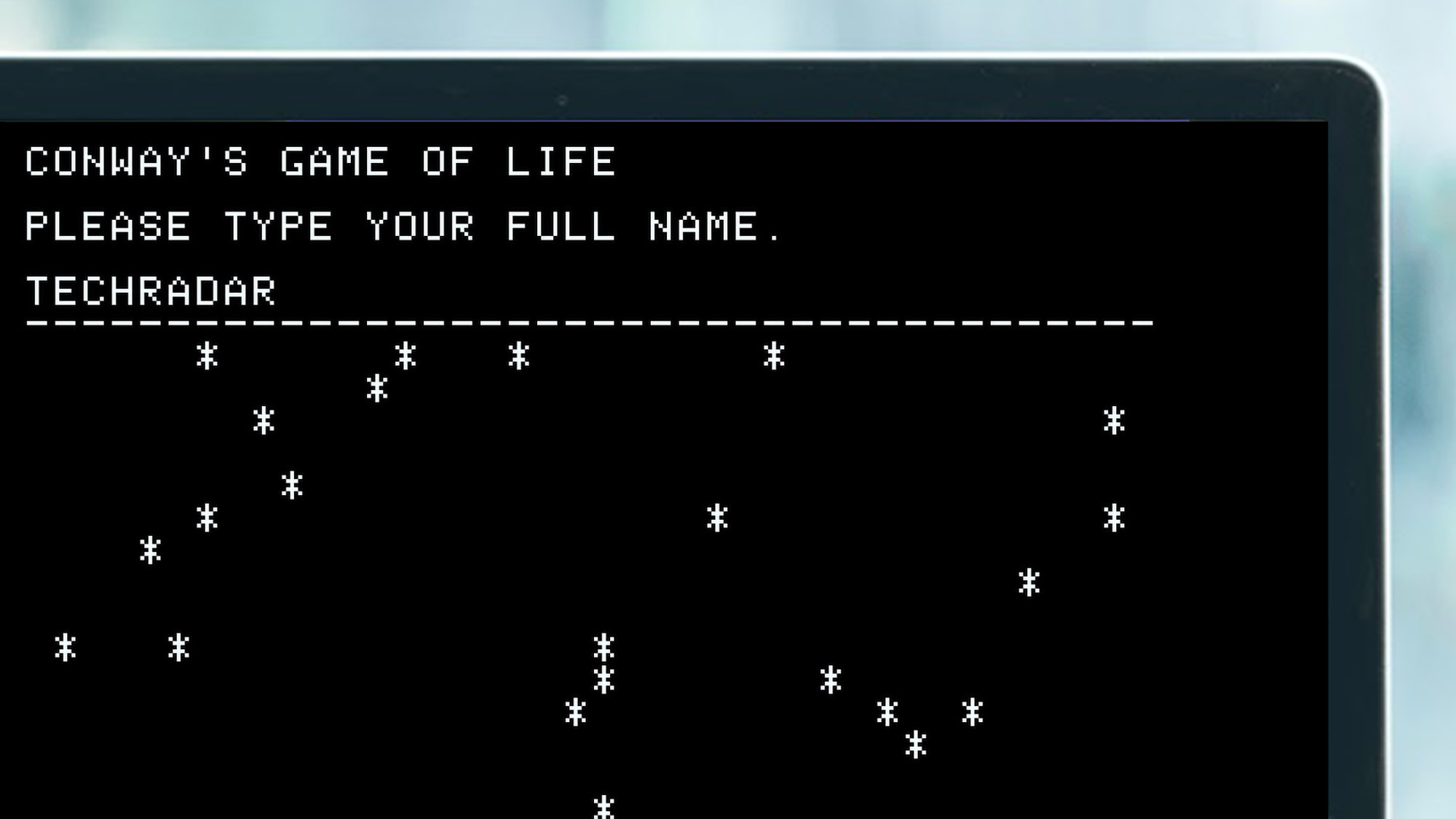 An emulated Apple-1 game on a laptop