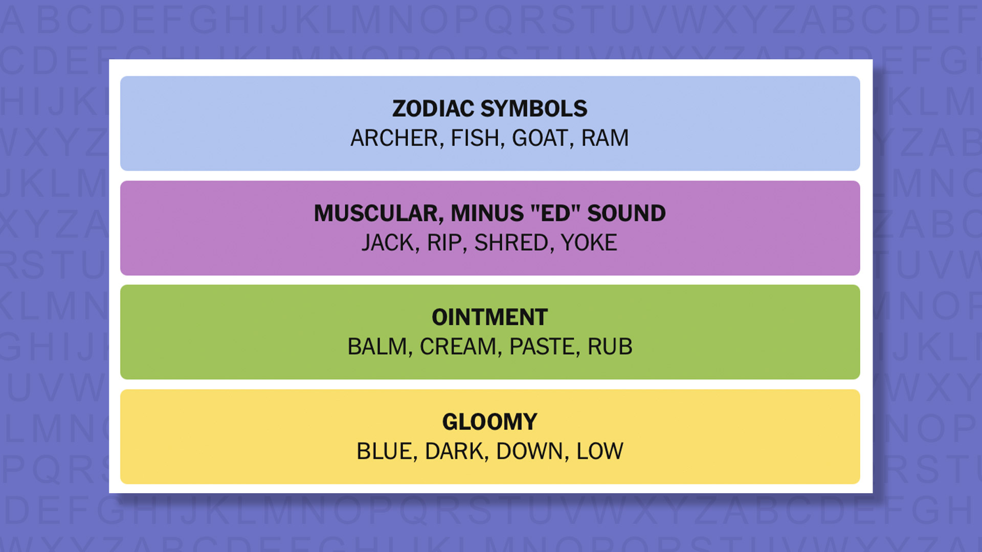 NYT Connections answers game 1033 on a purple background