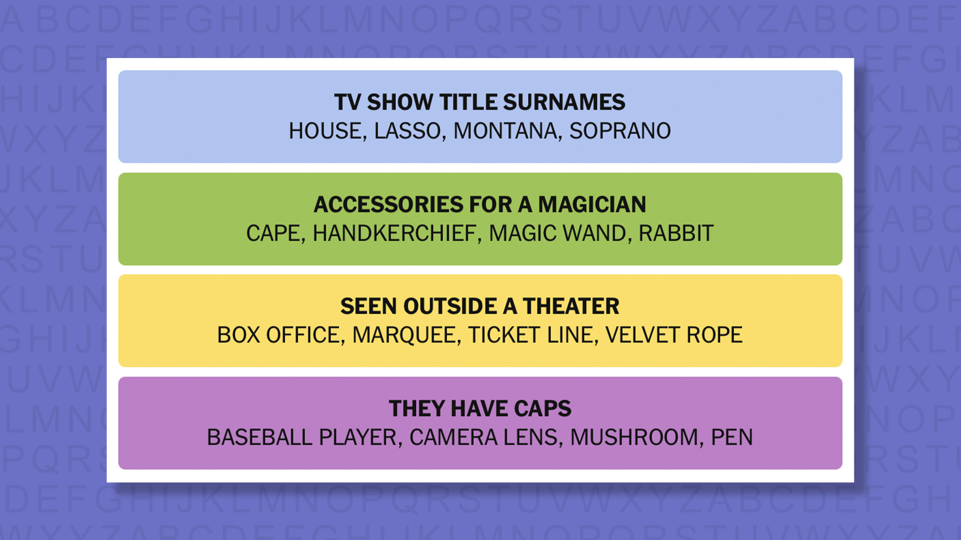 NYT Connections answers game 1037 on a purple background