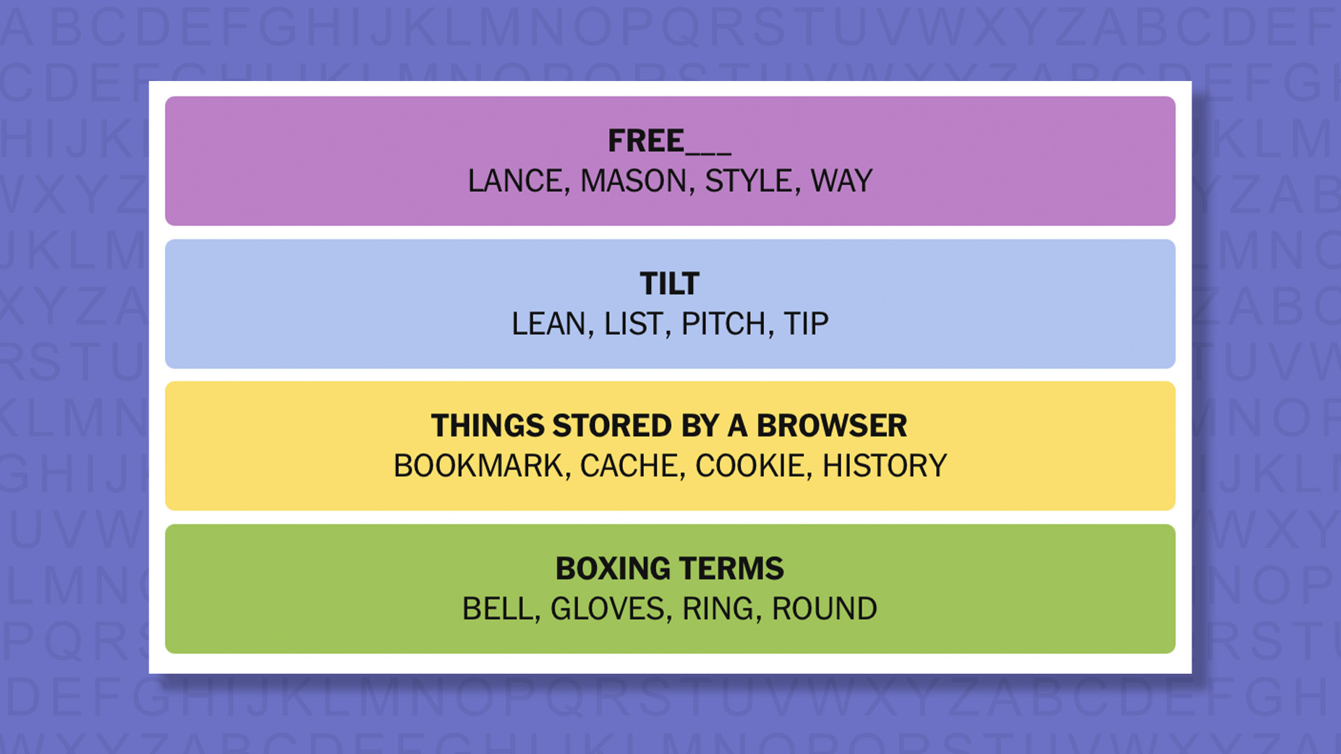 NYT Connections answers game 1038 on a purple background