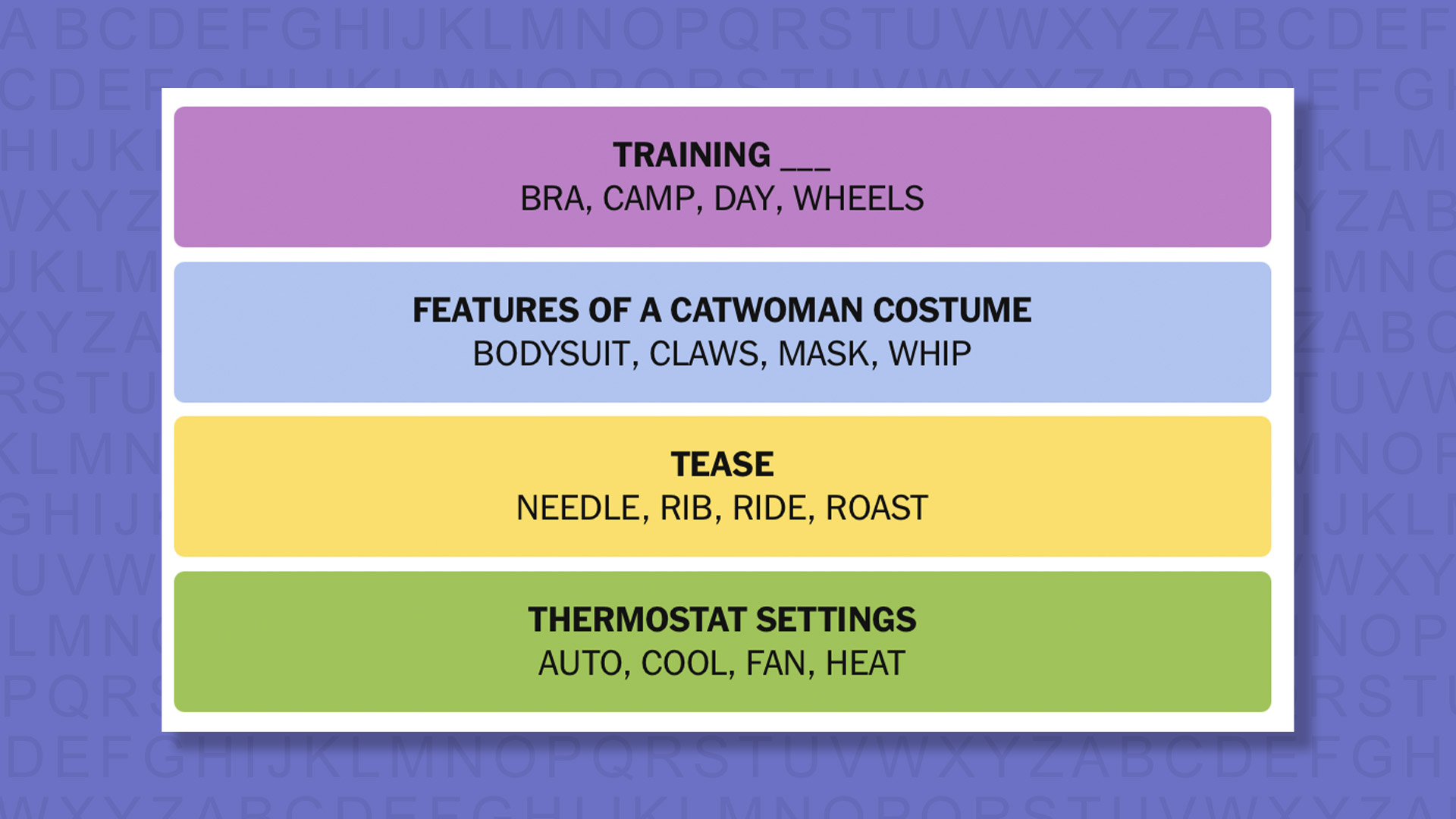 NYT Connections answers game 1040 on a purple background