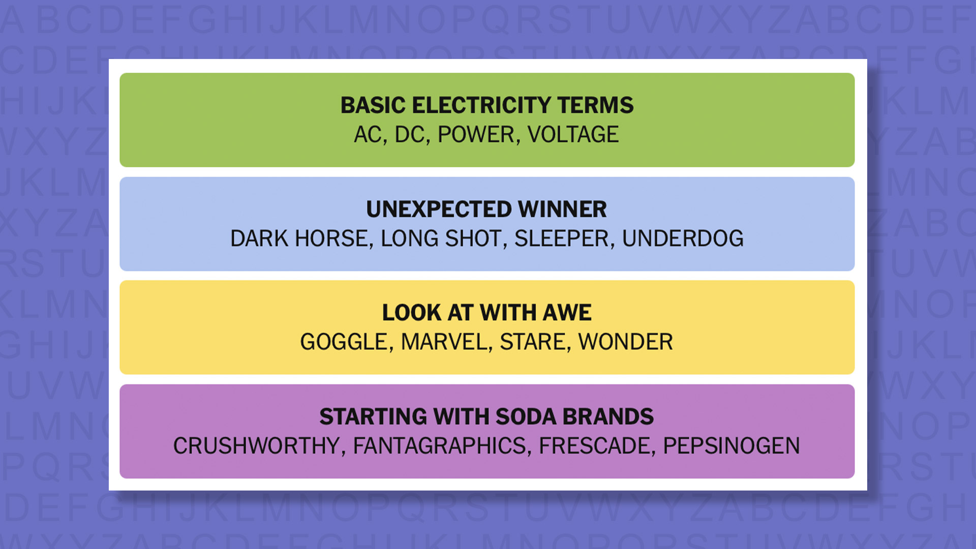NYT Connections answers game 1042 on a purple background
