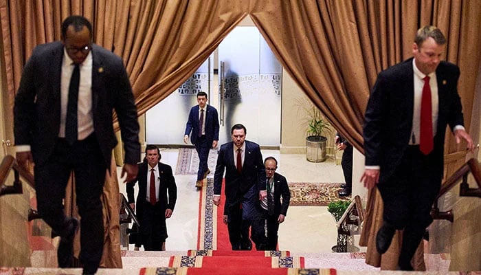 US Vice President JD Vance arrives for a meeting with Prime Minister Shehbaz Sharif in Islamabad, Pakistan, to discuss Iran, April 11, 2026. – Reuters