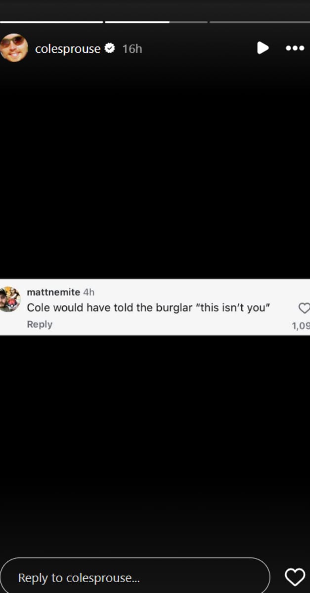 Cole Sprouse reacts when his brother Dylan confronts an intruder in his home