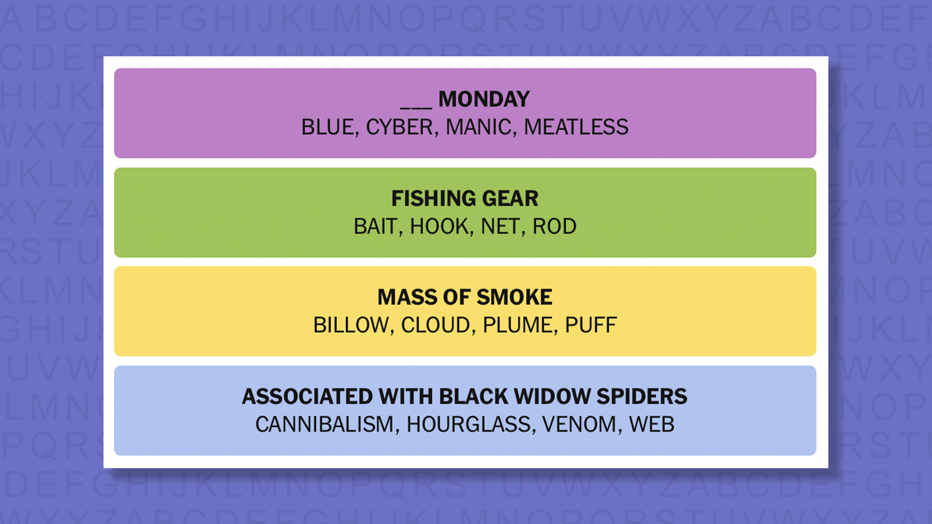 NYT Connections answers game 1044 on a purple background