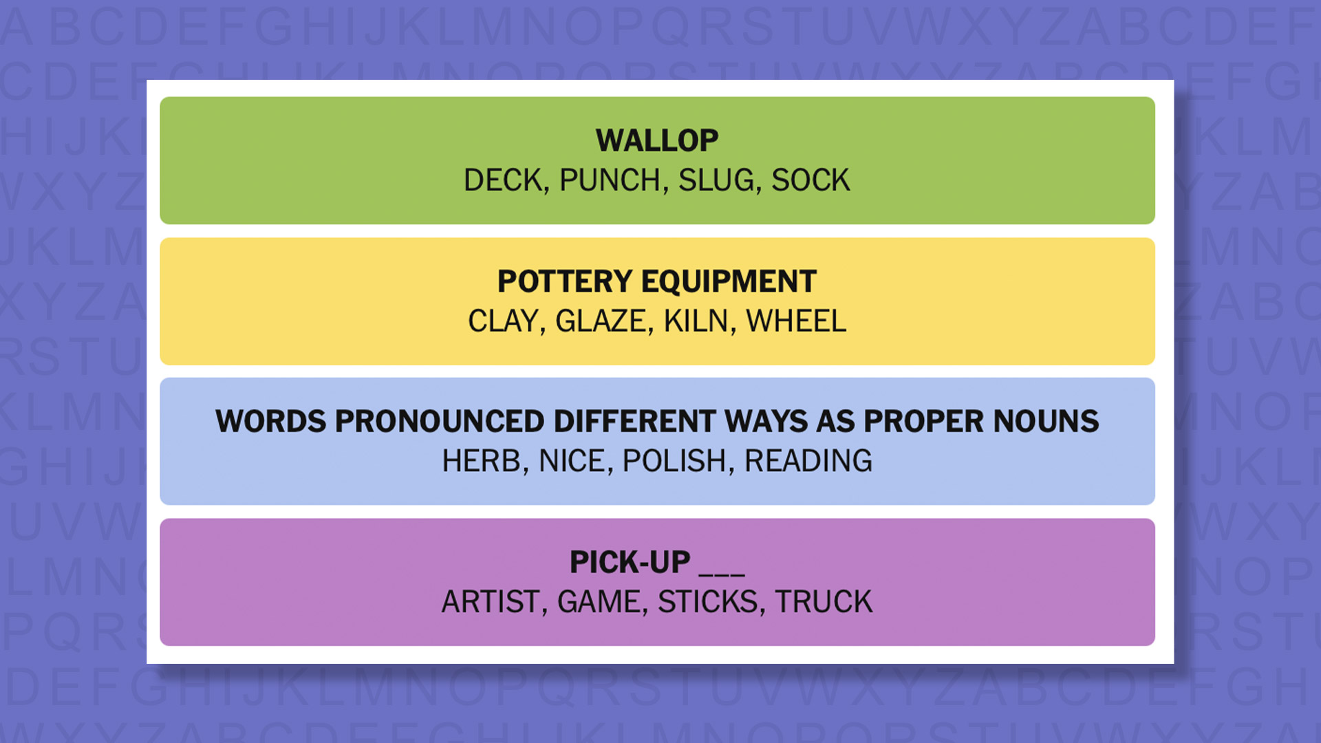 NYT Connections answers game 1046 on a purple background