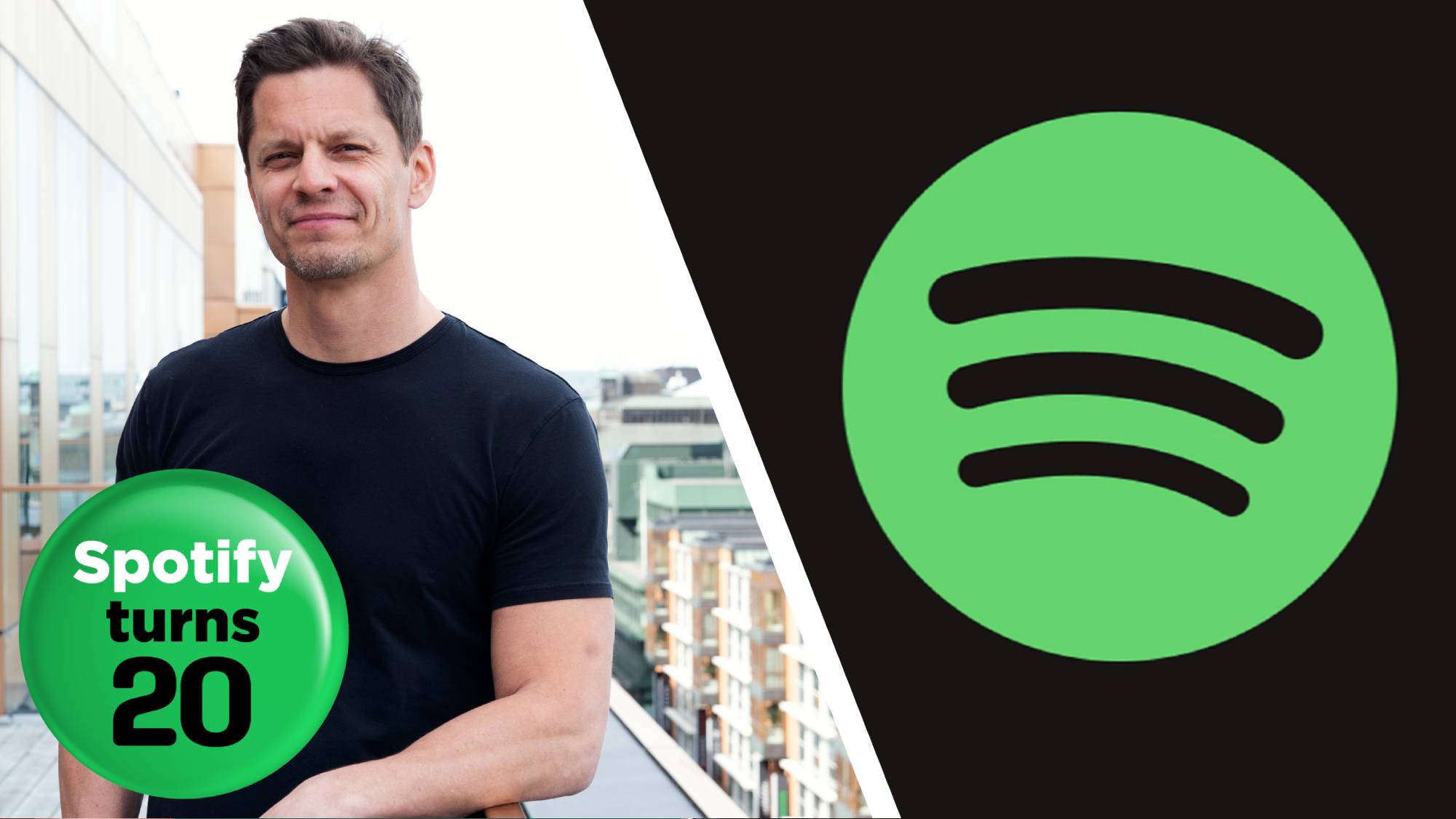 An image of Spotify's Sten Garmark next to the Spotify logo.