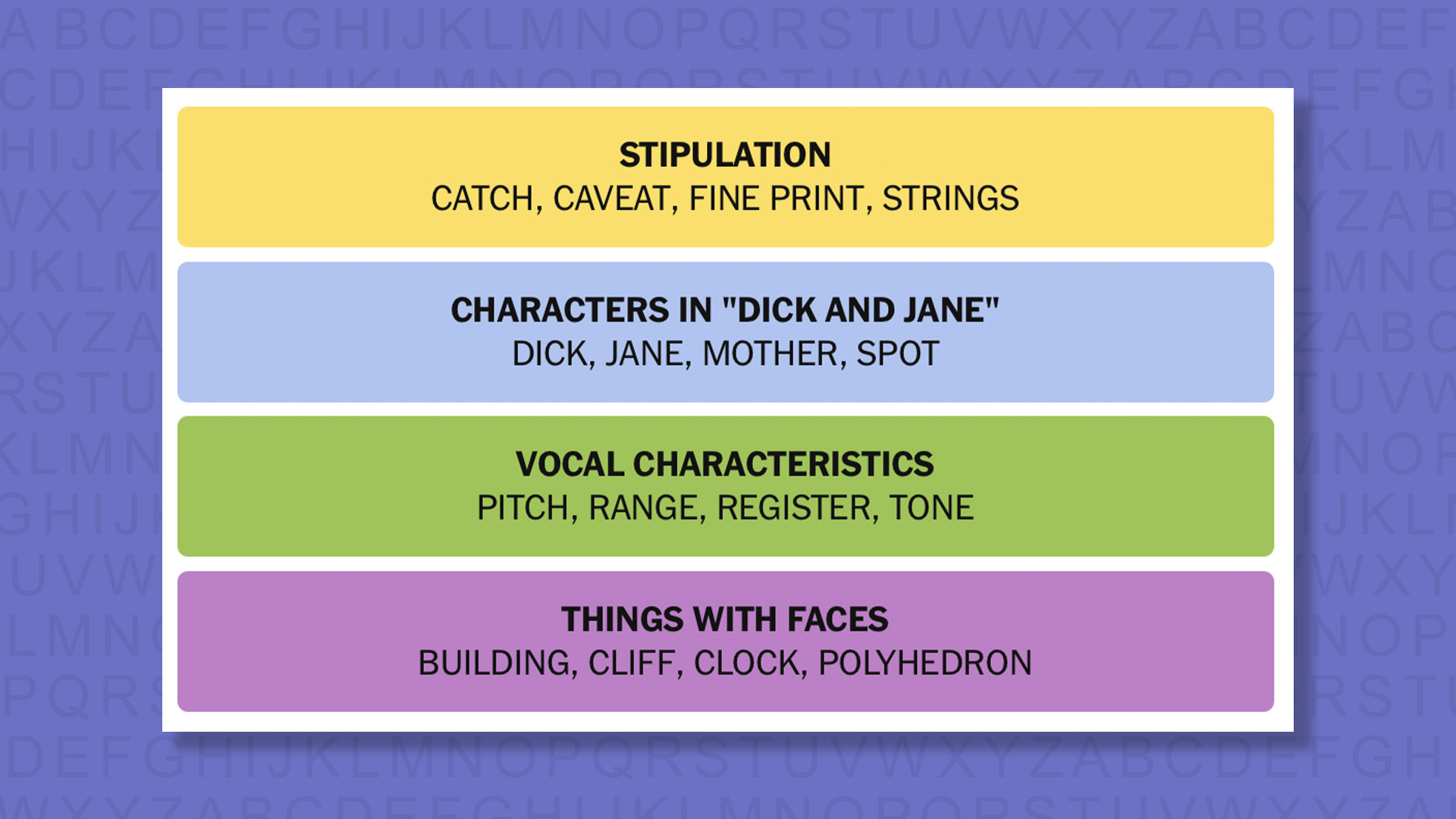 NYT Connections answers game 1050 on a purple background