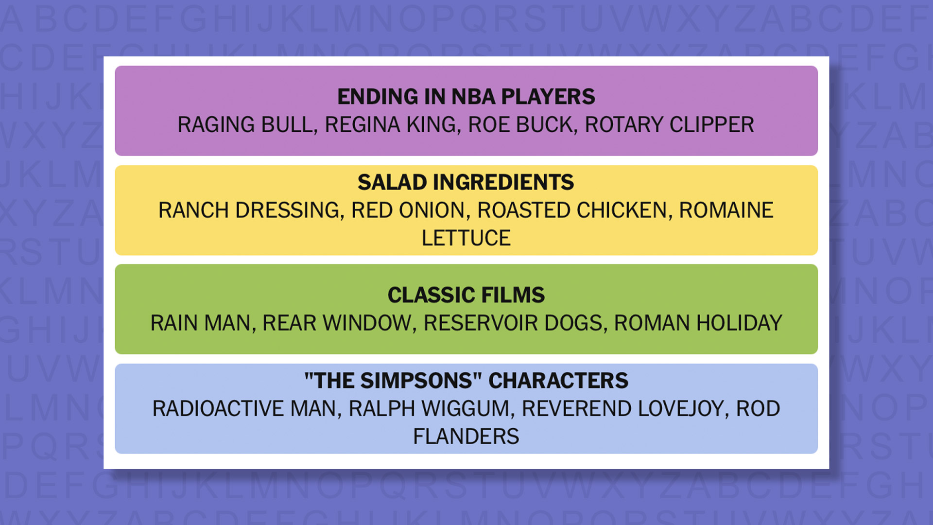 NYT Connections answers game 1051 on a purple background