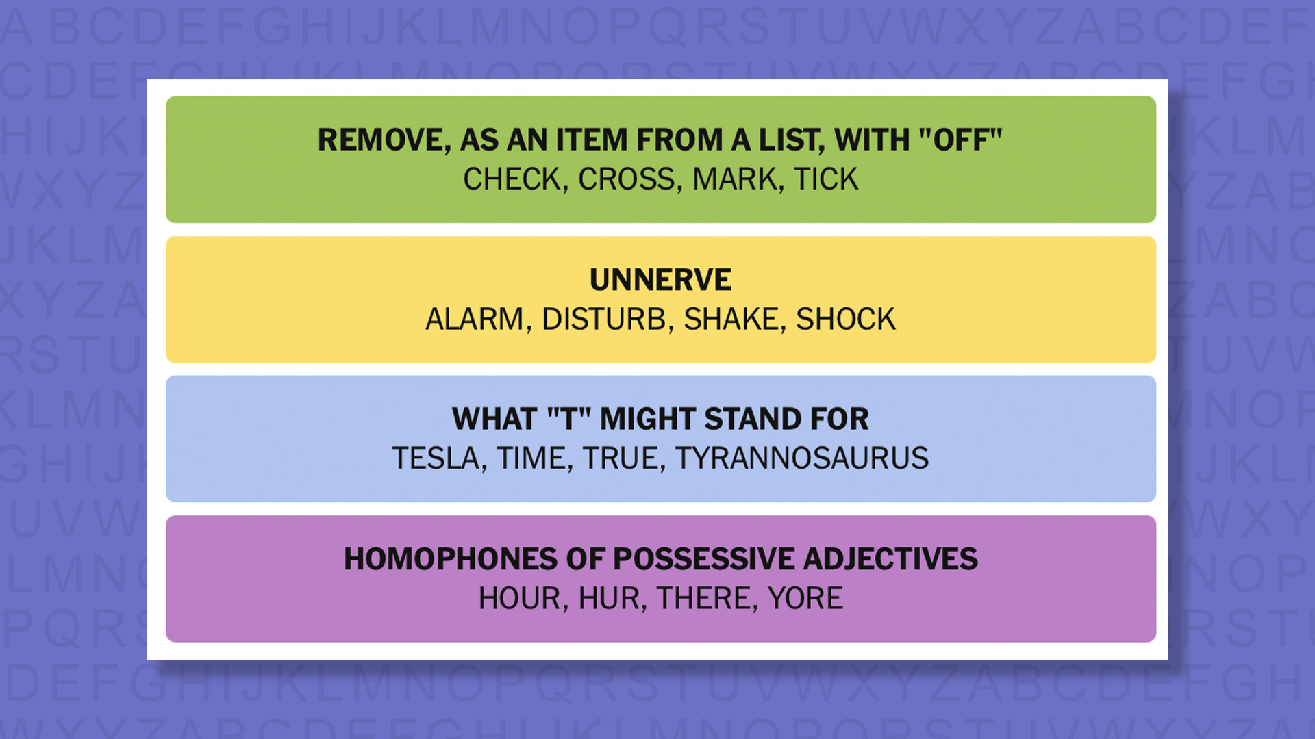 NYT Connections answers game 1054 on a purple background