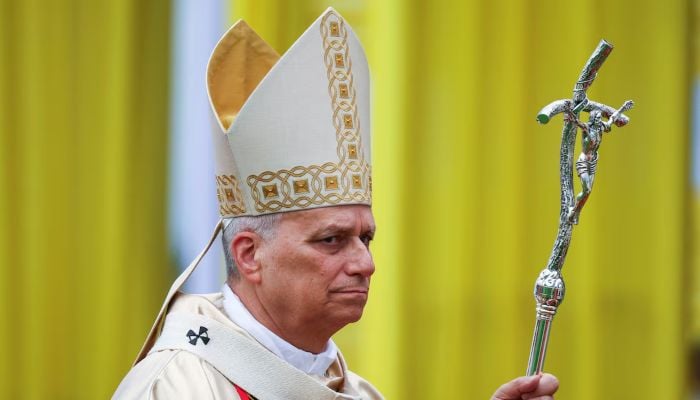 Pope Leo XIV arrives to celebrate a holy mass for peace and justice at Bamenda airport, Cameroon, on April 16, 2026. – Reuters