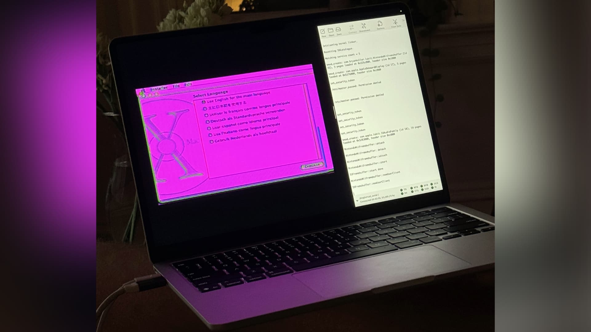 Apple's Mac OS X Cheetah operating system running on a Nintendo Wii game console.