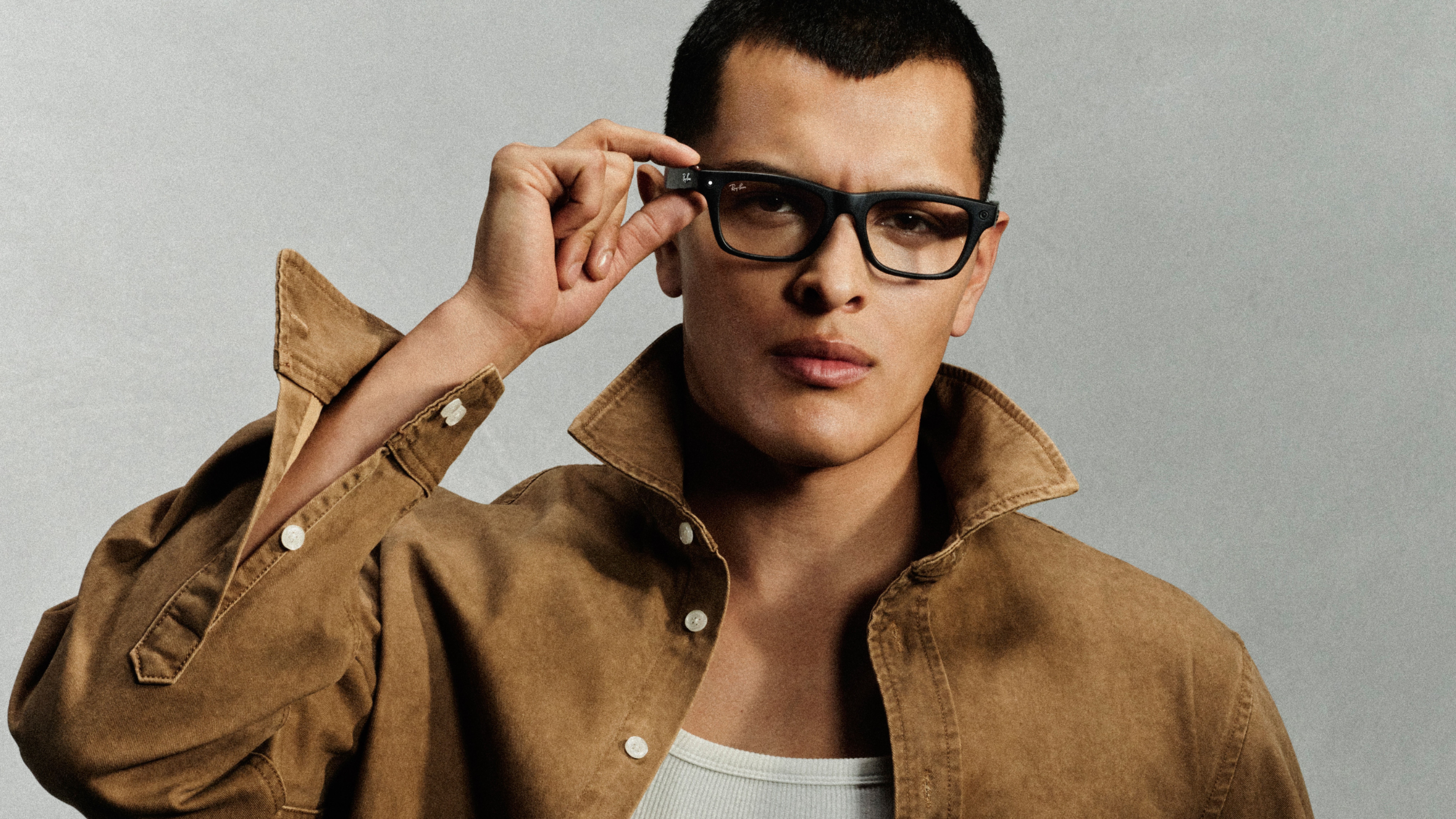 A person with the new Meta Ray-Ban Blayzer glasses