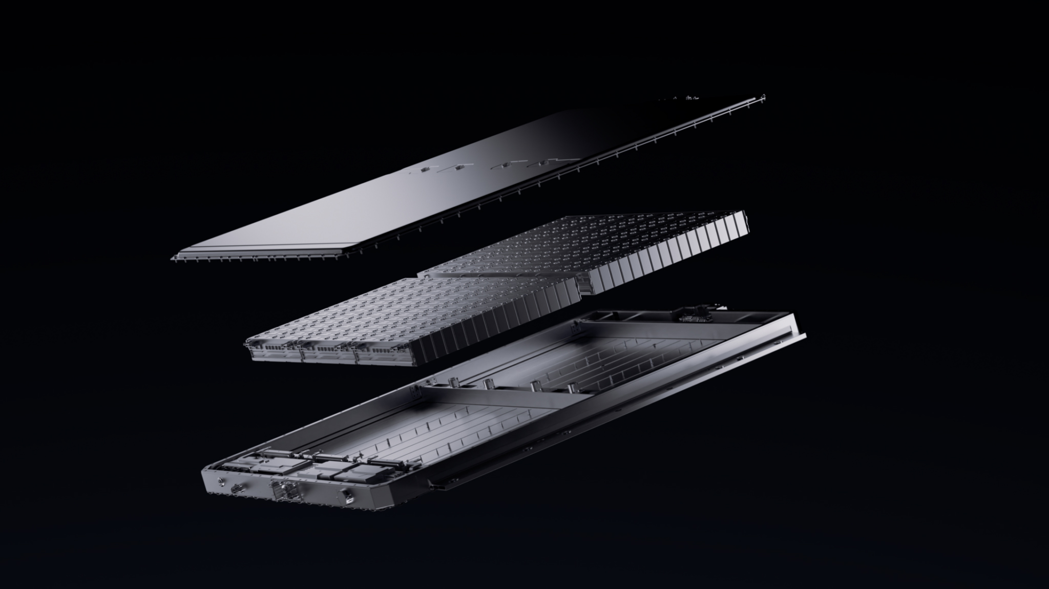 A graphic showing a new electric vehicle battery from CATL on a black background.