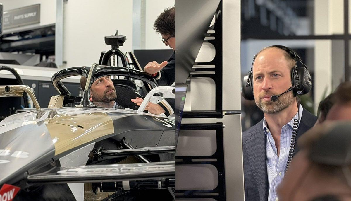 Prince William tries to get into Formula E car on Louis' birthday