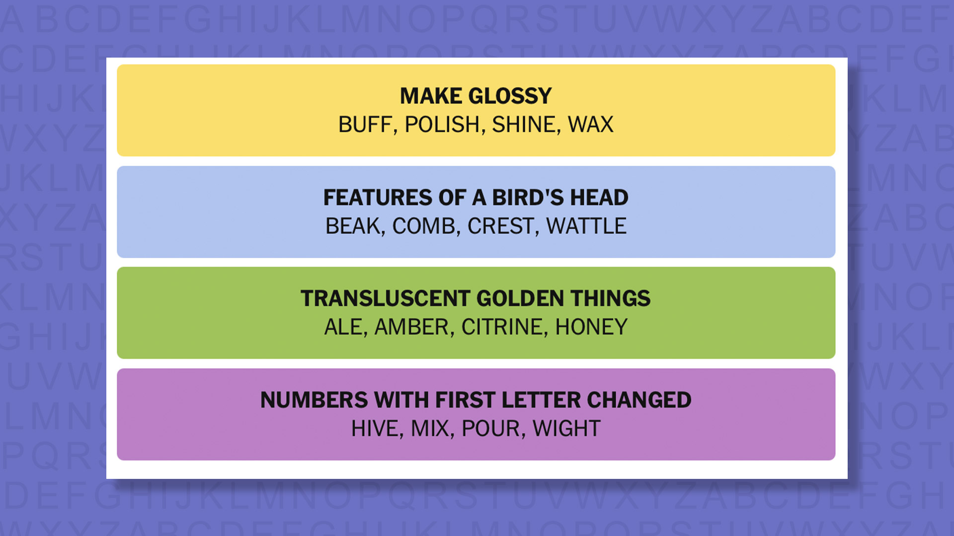 NYT Connections answers game 1055 on a purple background