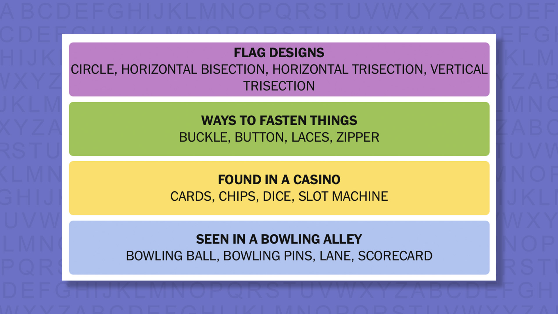 NYT Connections answers game 1060 on a purple background