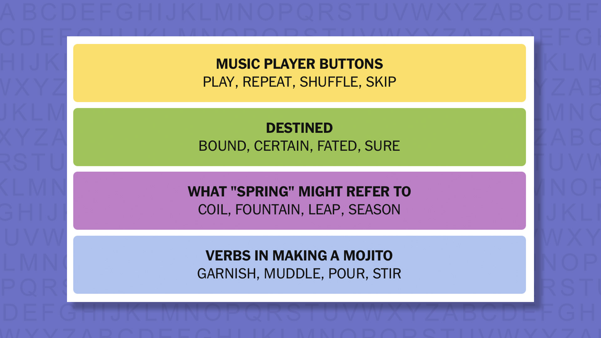 NYT Connections answers game 1064 on a purple background