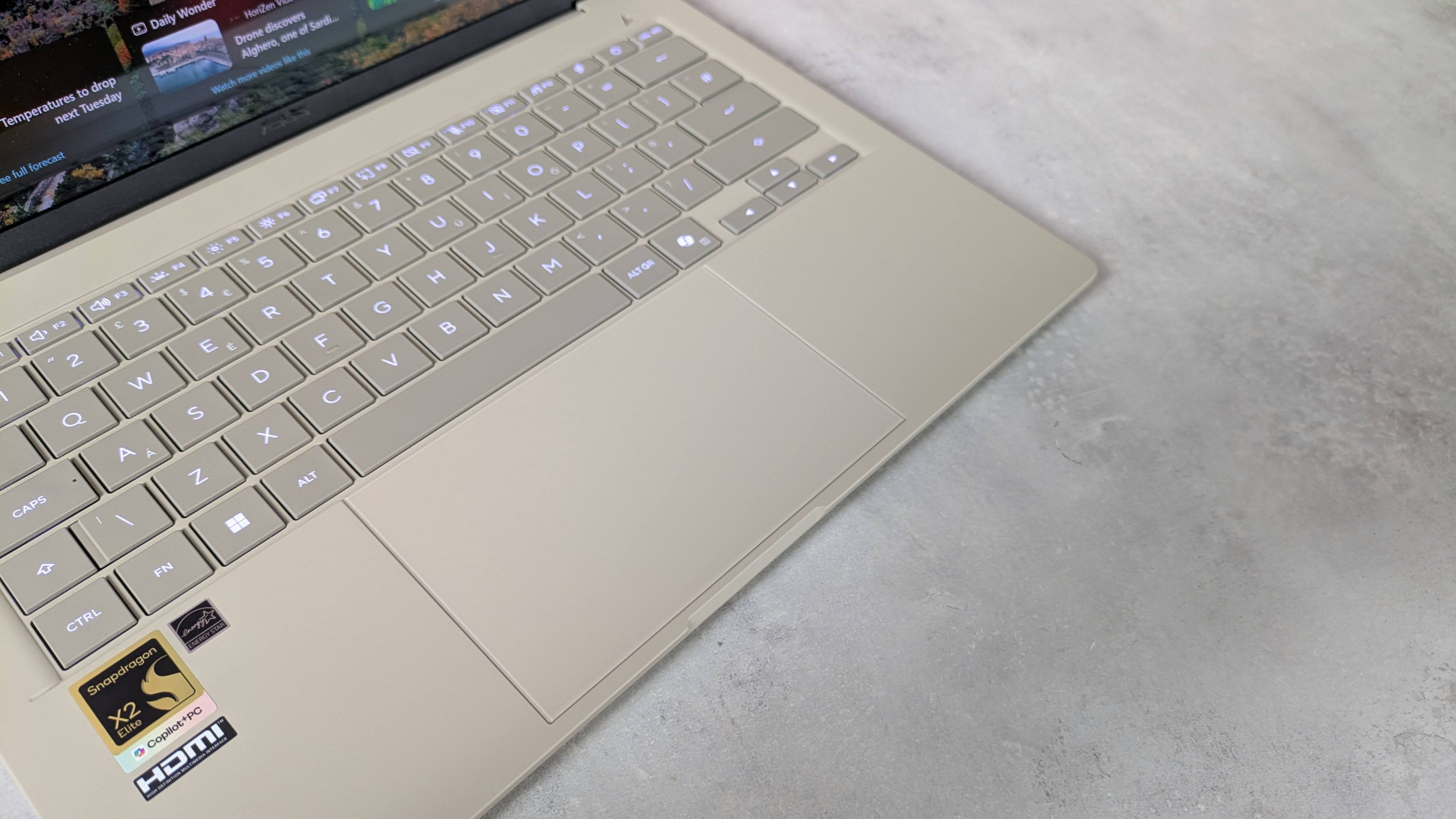 Close-up of touch panel of Asus laptop
