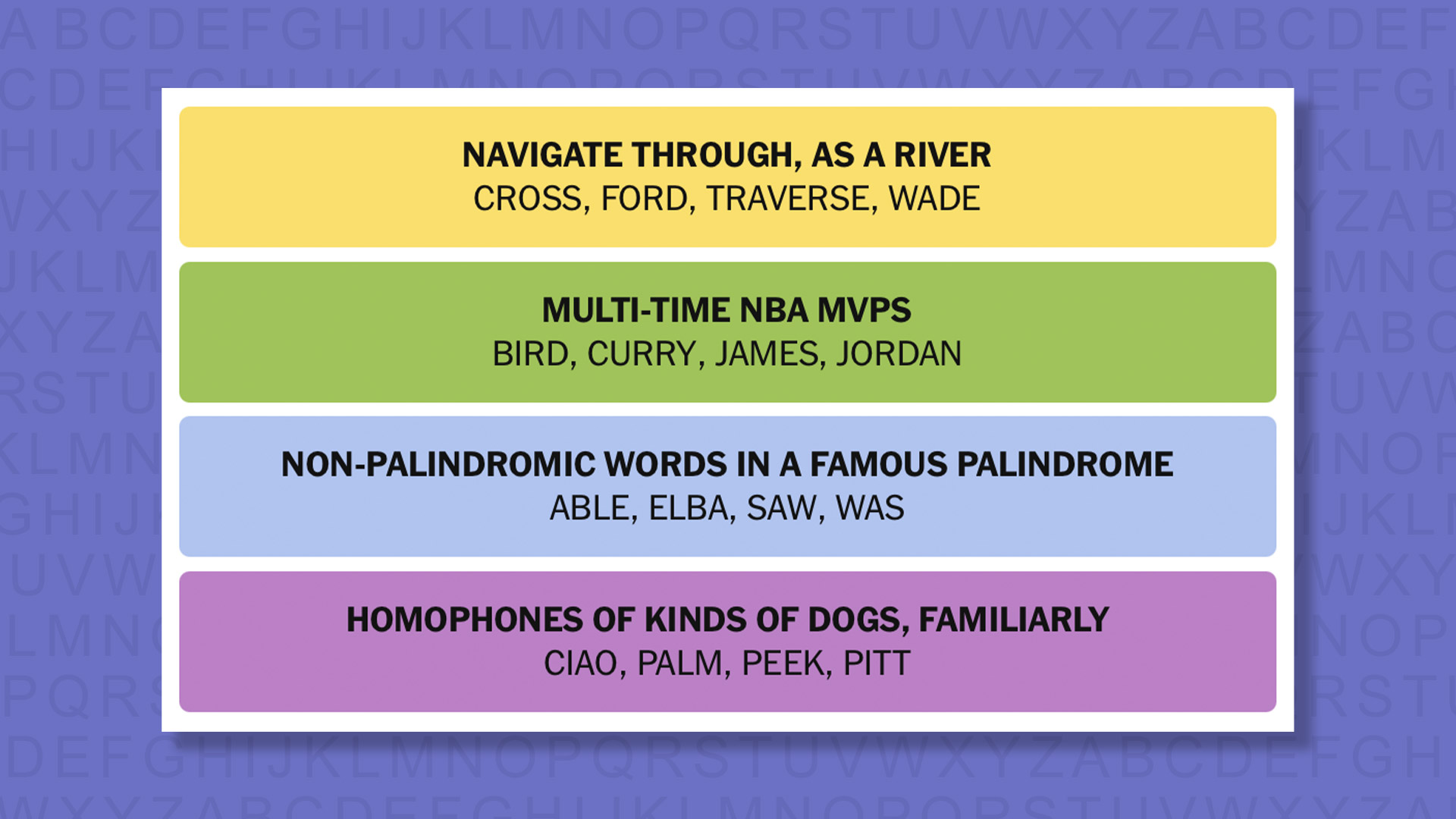 NYT Connections answers game 1069 on a purple background